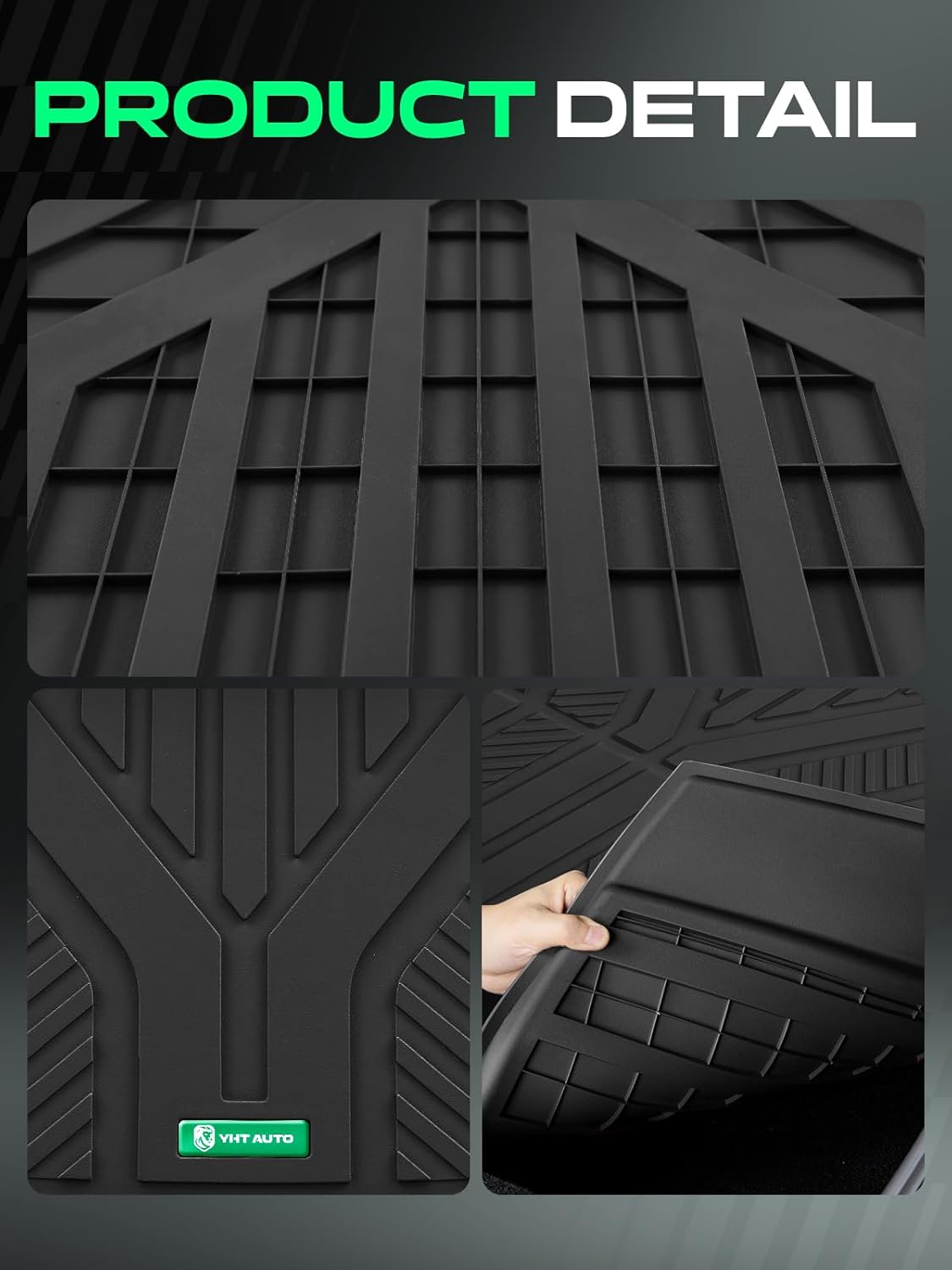 YHTAUTO Cargo Liners Compatible with Tesla Model Y Juniper 2025 2026, TPE Floor Liners All Weather Custom Fit, Cargo Trunk Mat & Lower Storage Mat, Set of 2, Black