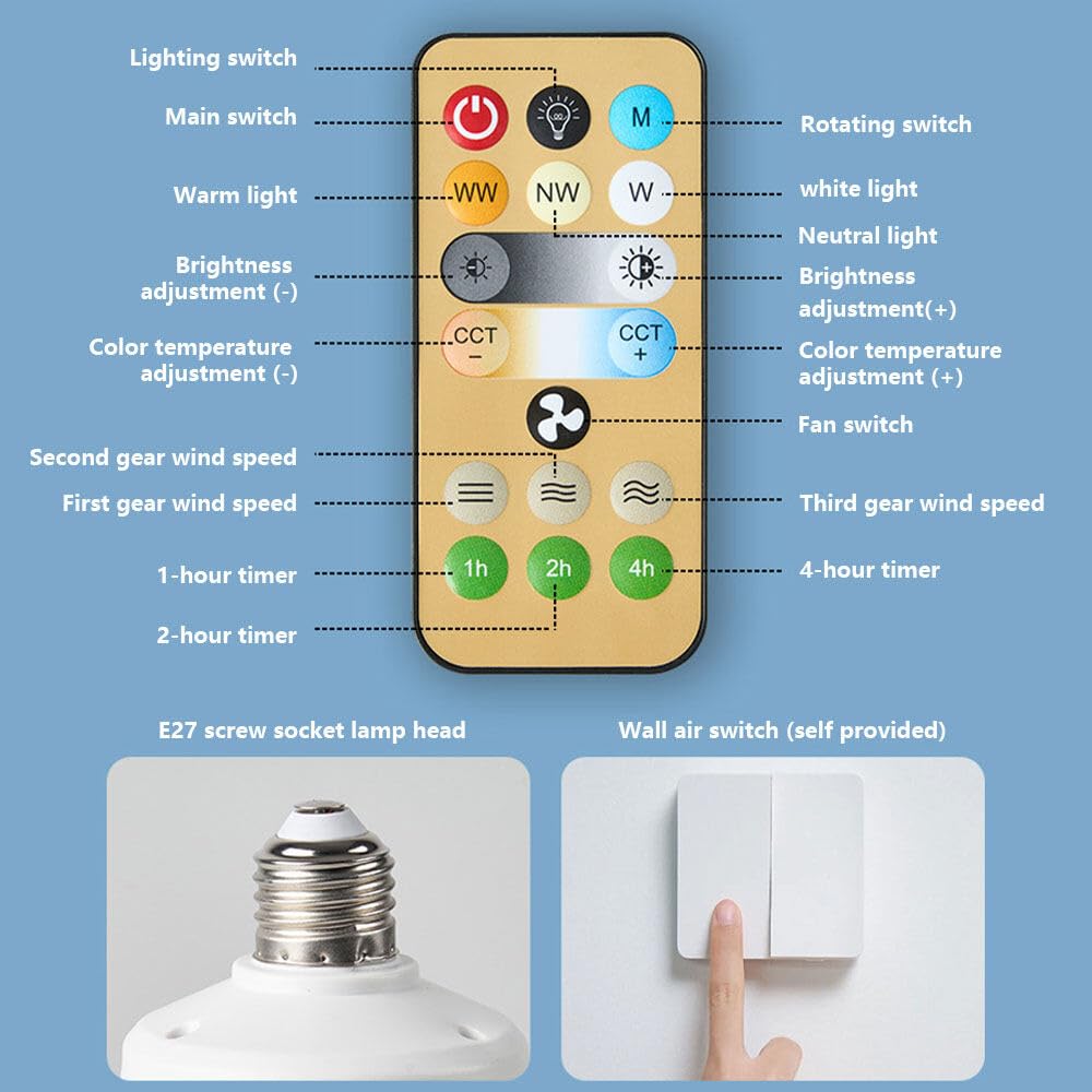 ZOYDP Ceiling Fans with Lights and Remote Control, 30w Ceiling Fan Light, E27 Base Screw, 3 Colors 3000K-6000K Dimmable - Image 3