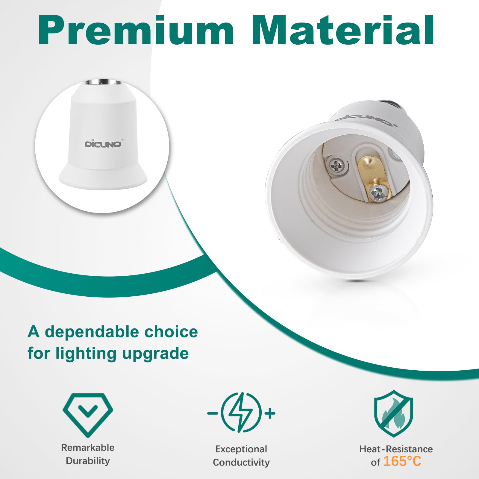 DiCUNO E14 a E27 Socket Adapter Socket Convertidor Adaptador de base para bombillas LED y bombillas incandescentes y halógenas y lámparas CFL, Casquillos de lámpara 2 Piezas