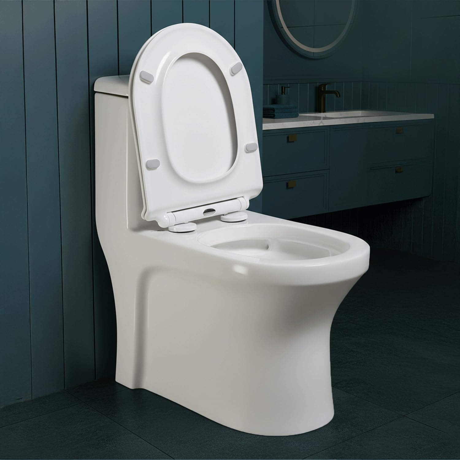 Hindware Italian Collection Ascent One-piece EWC for Bathroom | S-300 Trap | Made of Ceramic | 10-year Warranty | 6D Syphonic Flushing | Duroplast Seat Cover | Rimless Design | Soft Close-image-30