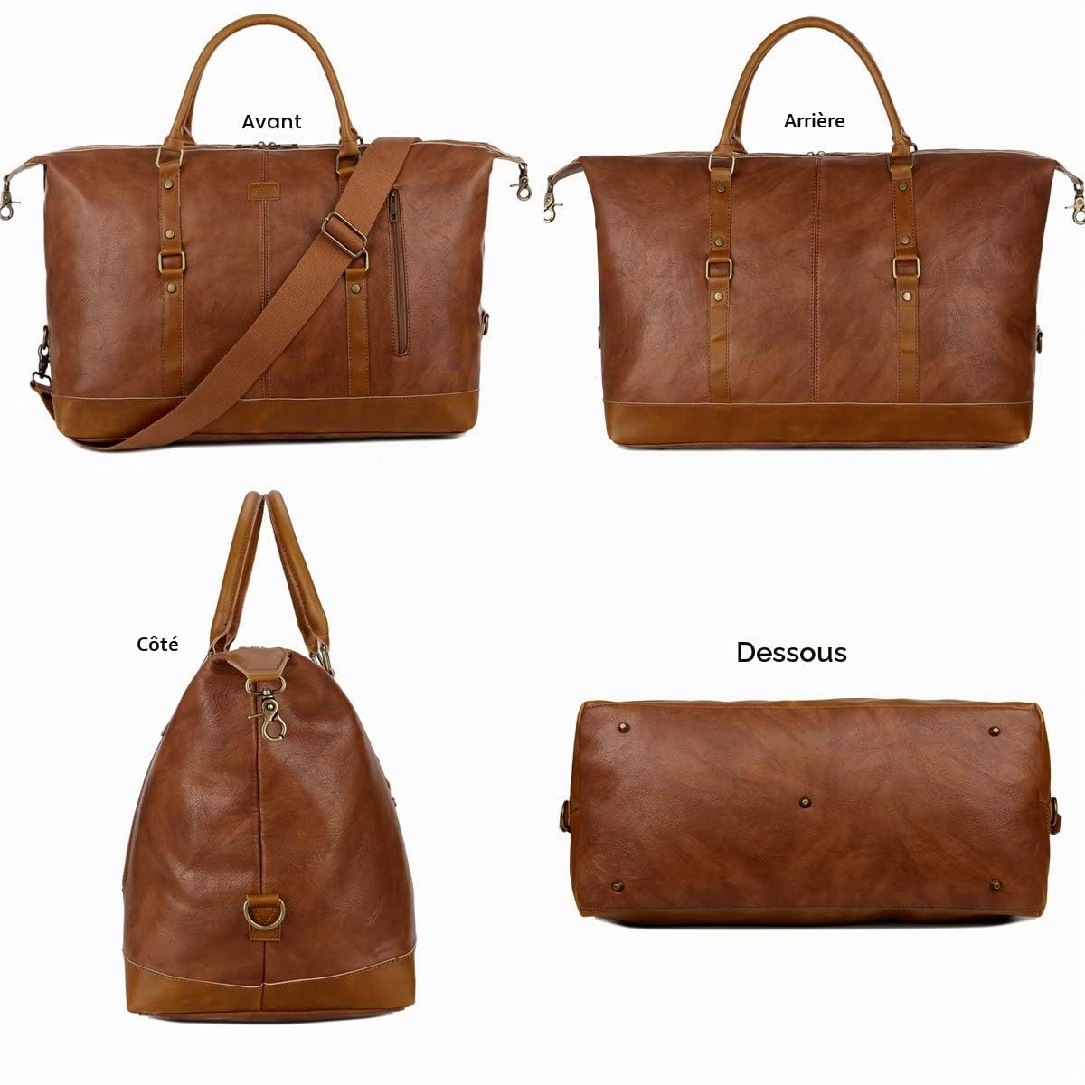 BAOSHA Sac fourre-Tout de Voyage surdimensionné en Similicuir Sac de Week-End de Nuit à emporter pour Hommes et Femmes HB-14 (Marron)