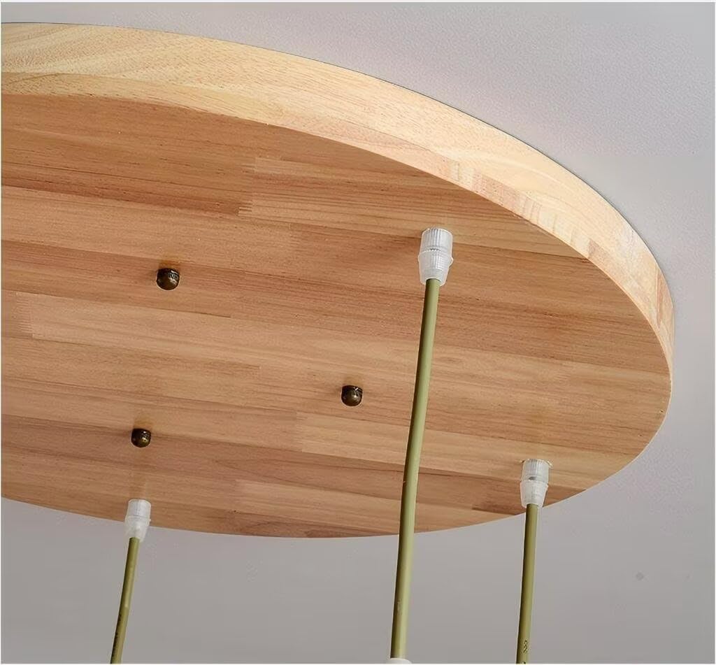 Rosone Lampadario 3 Fori Legno di gomma naturale Rosetta da Soffitto 30cm Rotonda 3 Vie Coprifilo per lampadario Fissaggio a soffitto con accessorio per plafoniere, lampade a sospensione