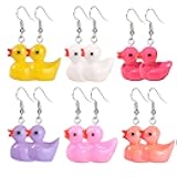 6 Pairs Duck Earrings Set for Women Unique Cute Rubber Duck Dangle Earrings Lovely Animal Drop Earrings Statement Charming Jewelry Gift