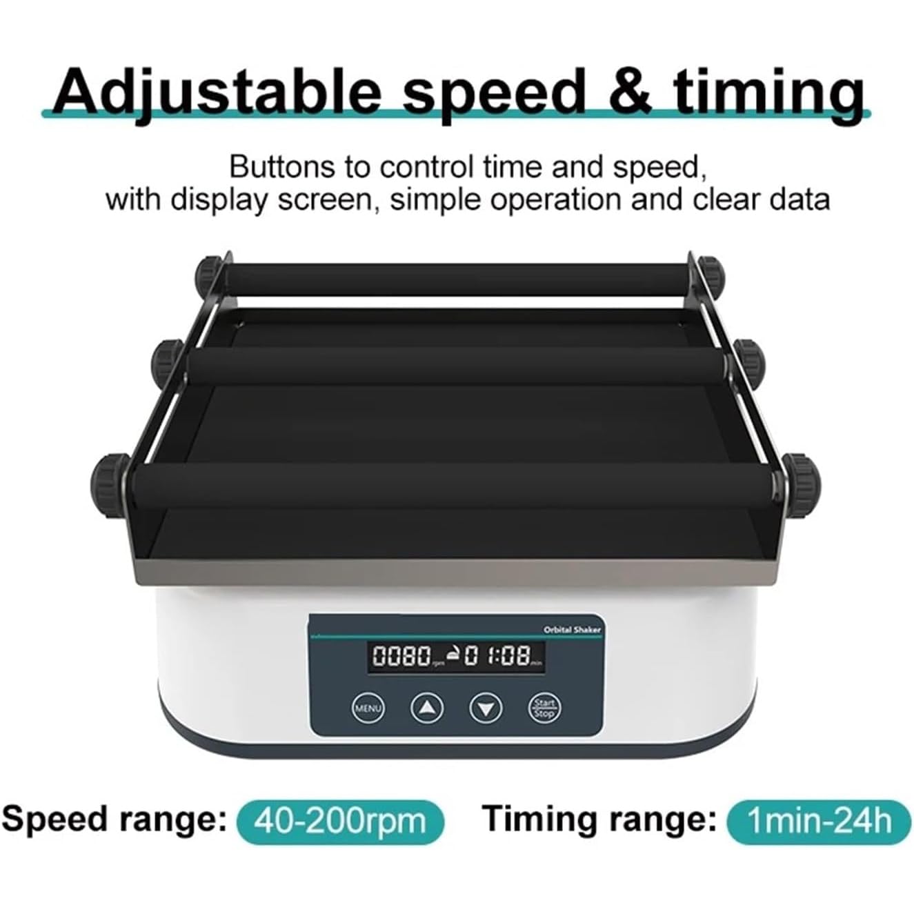 Agitador orbital para laboratorio, temporizador de velocidad ajustable, pantalla LED, bandeja universal, para mezclar líquidos oscilante
