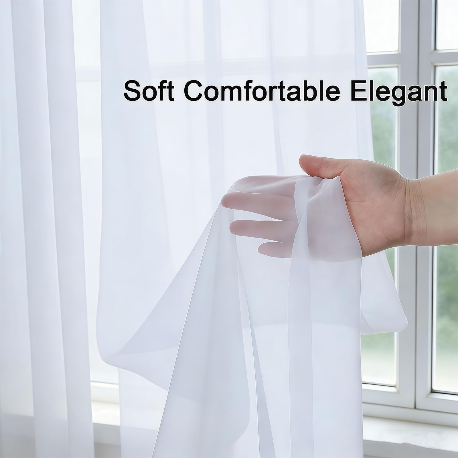 Voile Vorhänge mit Ösen 235 x 200 cm Modern Und Langlebig Lichtdurchlässig Pflegeleicht aus Voile Polyester Gardine mit Ösen Vorhänge for Bedroom, Weiß