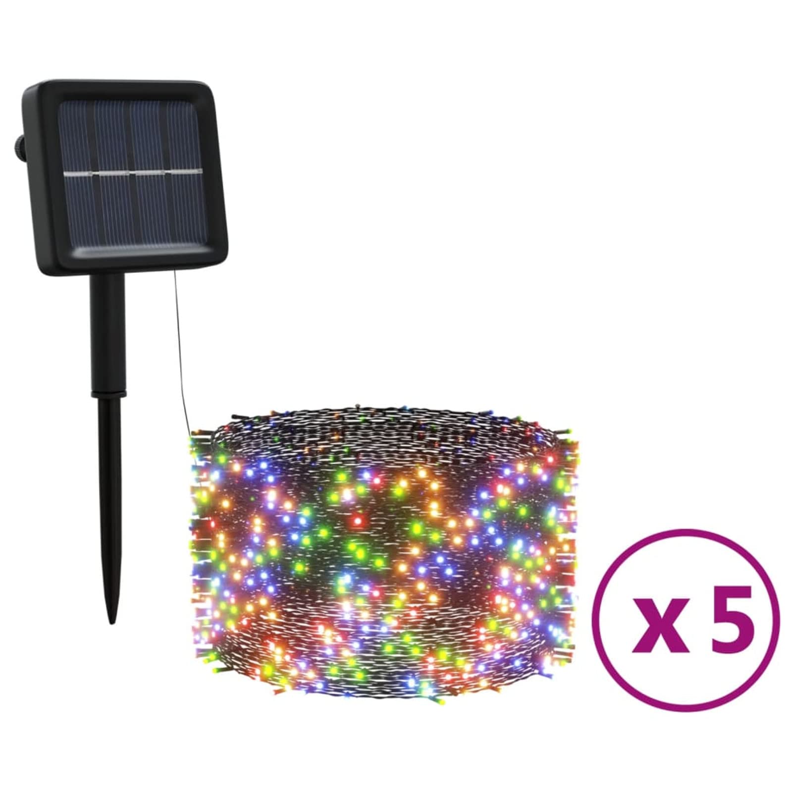 ARKEM Solar-Lichterketten 5 Stk. 5x200 Mehrfarbig Innen Außen Außenlichterkette Wasserdicht Dekoration für Weihnachten