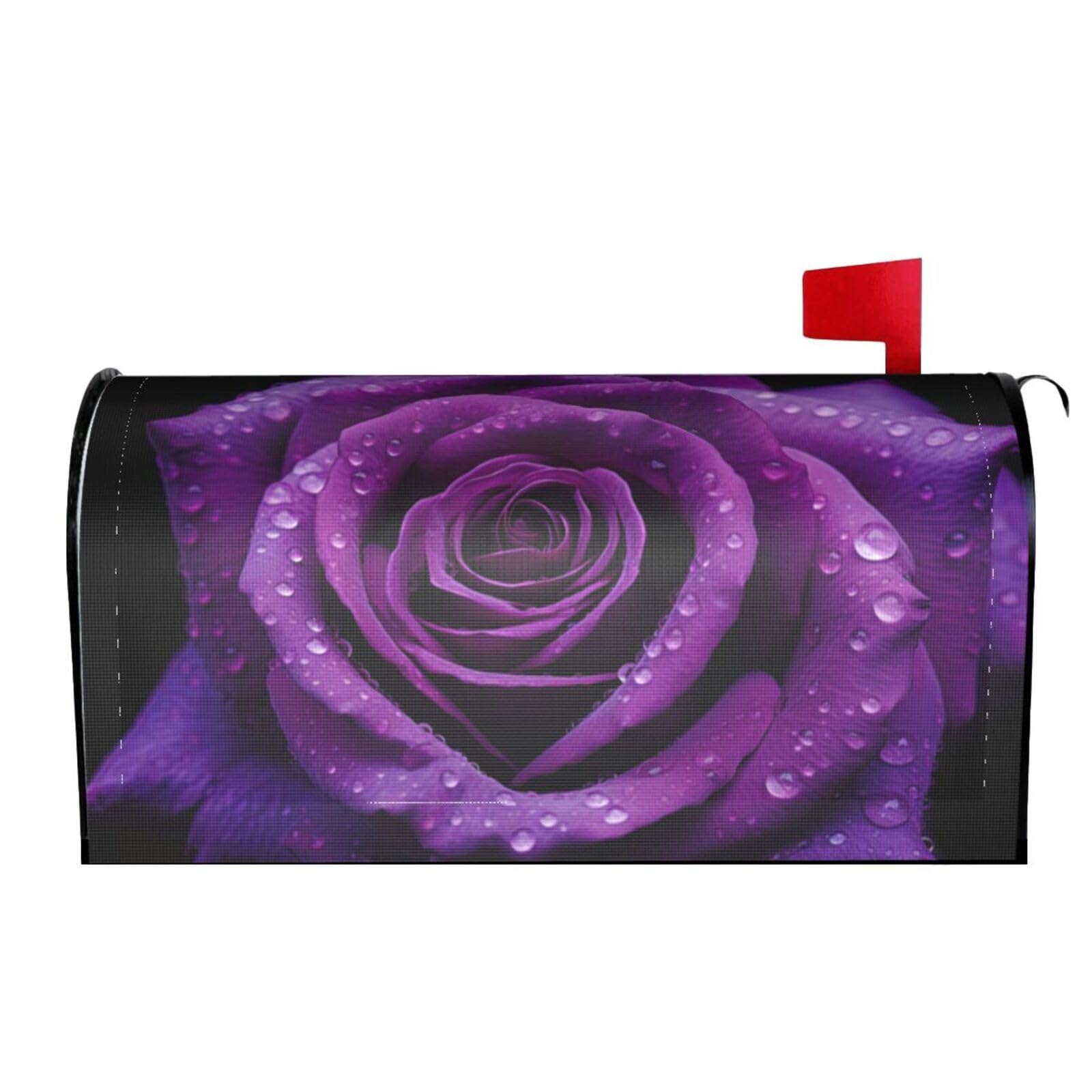 Purple Rose 01 Mailbox Covers Magnetic Wraps Post Letter Box Cover Garden Home Decor