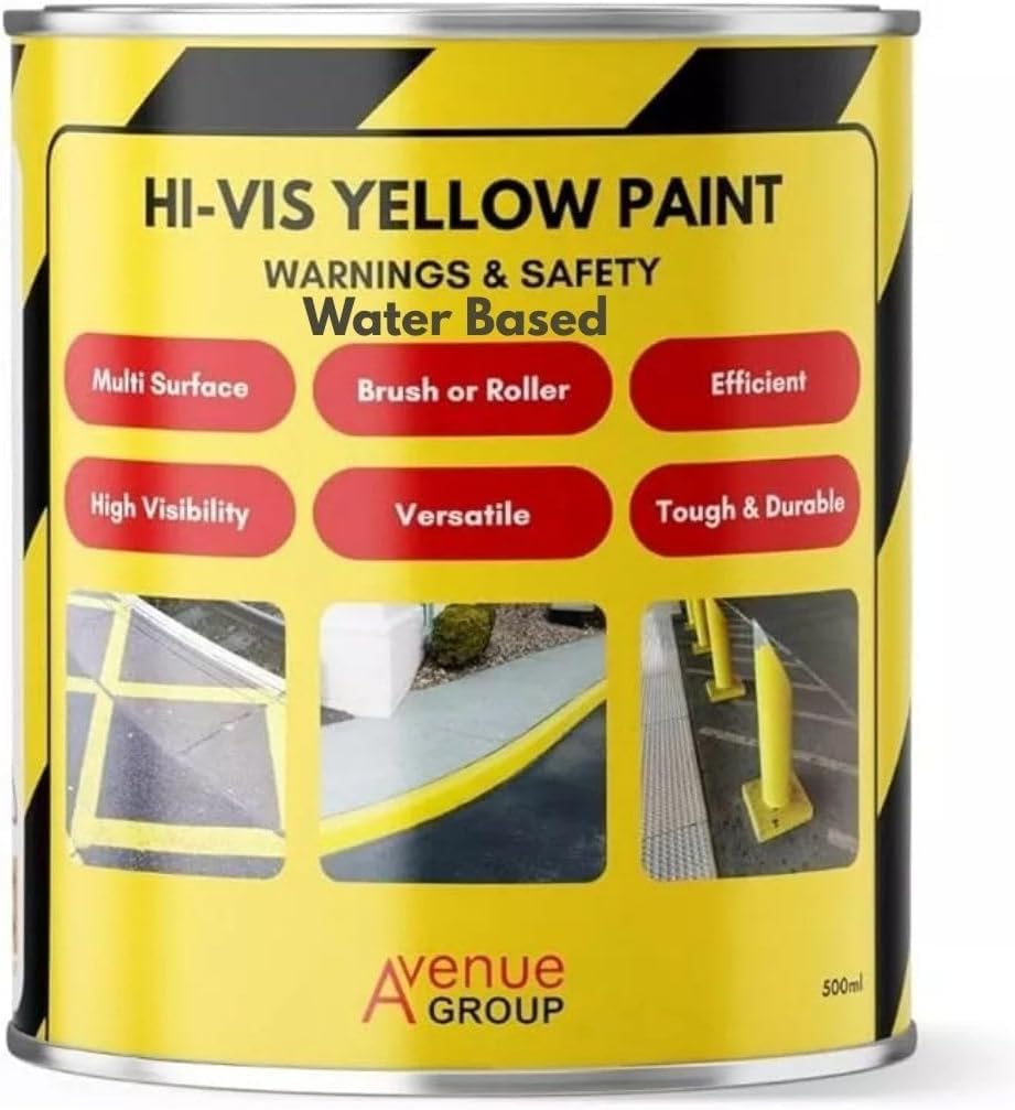 Avenue Water Based Hi-Vis Yellow Warning Paint High Visibility Satin (5L)