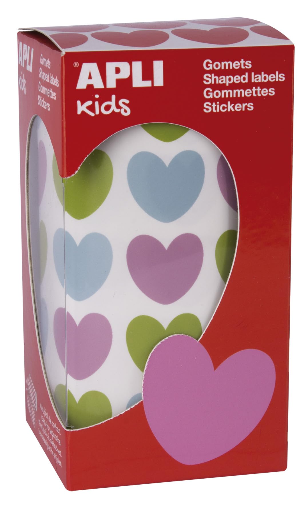 APLI Kids 16796-Rollo gomets corazones 20 x 18 mm colores surtidos