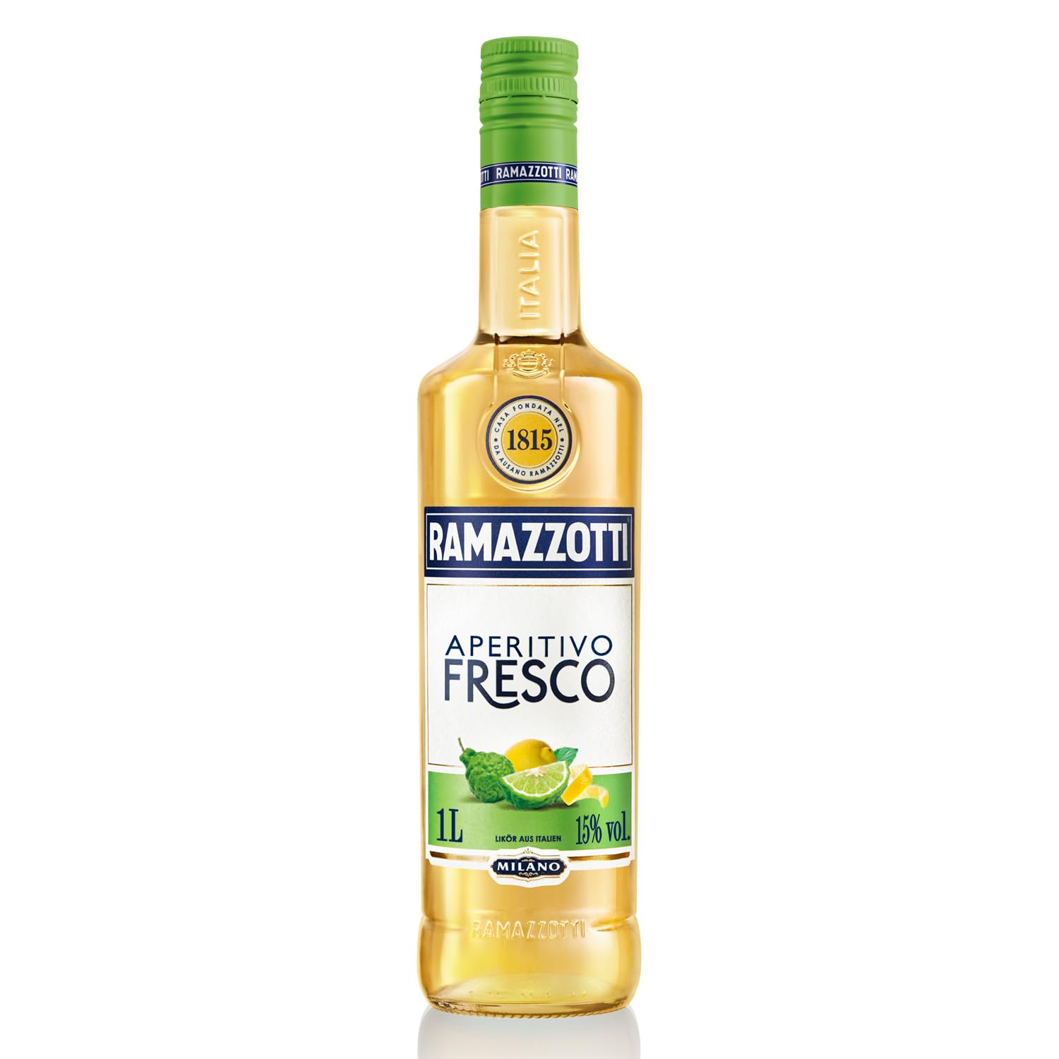 Ramazzotti Aperitivo Fresco – Frisch-herber italienischer Aperitif – Feine Spirituose mit Zitrus- und Bergamottearomen – 1 x 1 l