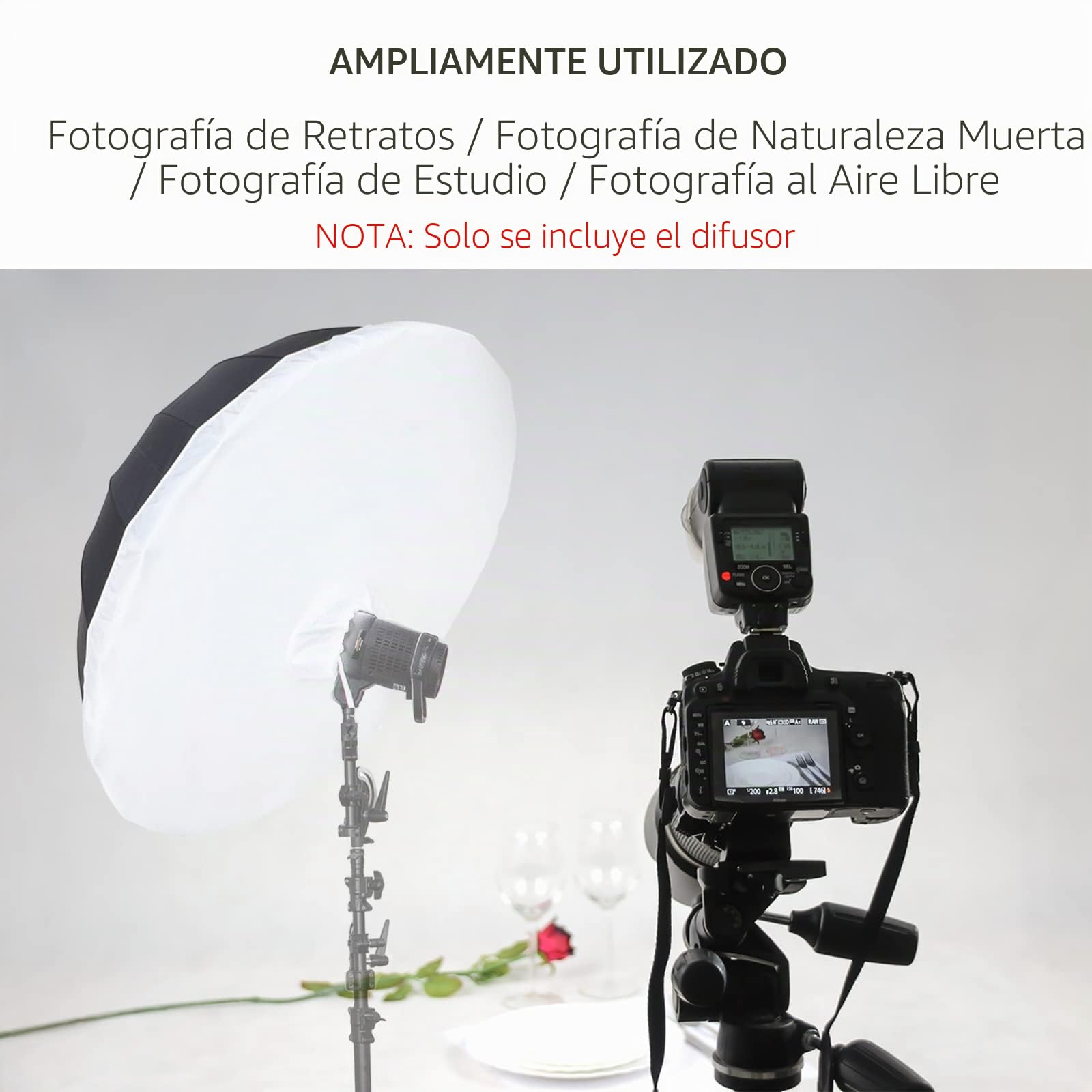 Selens 130CM Difusor de Paraguas de Estudio de Fotografía Profesional Paño de Luz Suave Umbrella Diffuser Soft Light Cloth para 16 Varillas Negro/Plata Paraguas de Iluminación Reflectante Parabólico