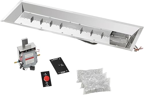 The Outdoor GreatRoom Company Linear Crystal Fire Plus - Kit de quemador electrónico para fogatas (CFP1242DSILP), 12 x 42 pulgadas, propano