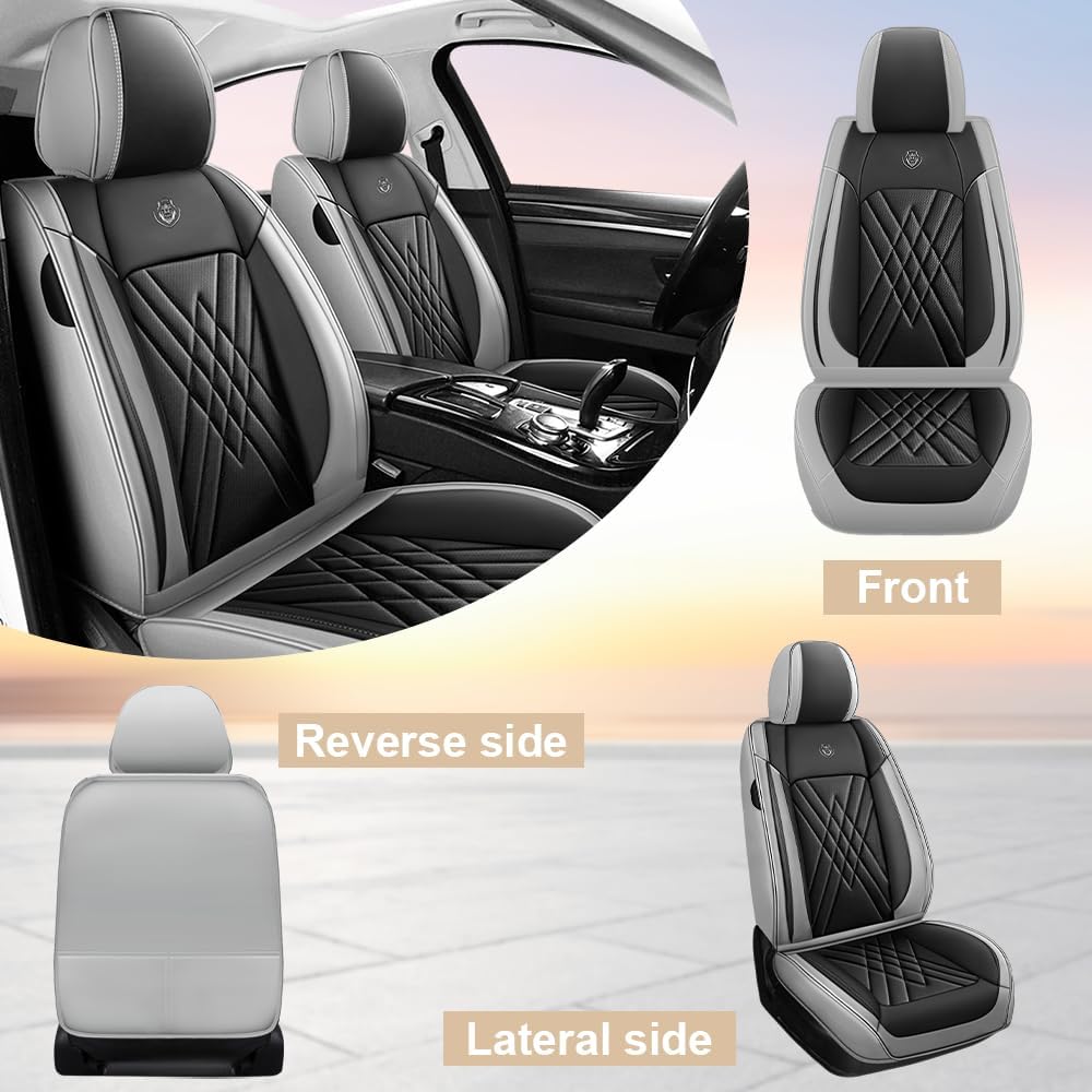 Car Seat Covers Compatible with Mazda Cx-5 2013-2025, 360°Full Wrapped, Airbag Compatible Storage Pocket Zipper Design Wear Resistant Easy to Clean(Black Gray, Full Set)