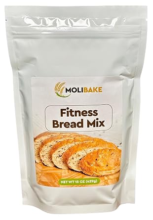 Molibake Fitness Bread Mix All-Natural High-Fiber Bread Mix for Bread Machine and Oven 15 oz Whole Grain Breads Mix with Carrots, Oats, Flax, Sunflower & Sesame Seeds Easy-to-Use Breads Maker Mix for Homemade Baking