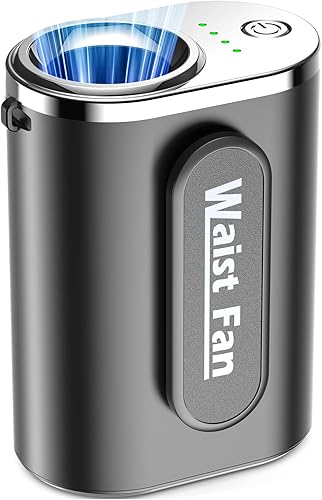 SLENPET Ventilador de clip de cintura, cinturón portátil de 18000 RPM con 4 velocidades, batería de 4000 mAh, 0.34 libras, uso máximo de 12 horas,