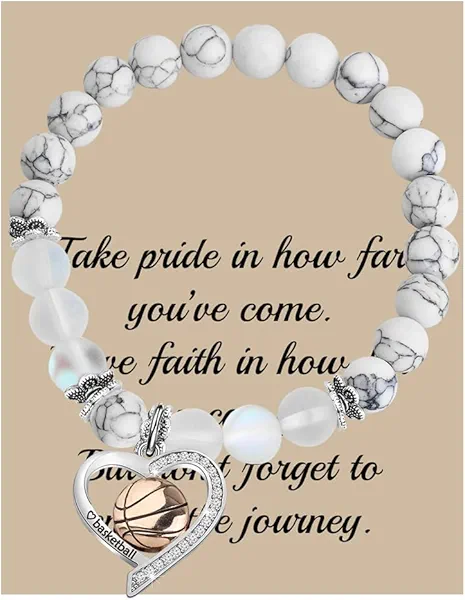 FUSTMW Basketball Pendant Necklace & Charm Bracelet - Basketball Lover Gift for Players