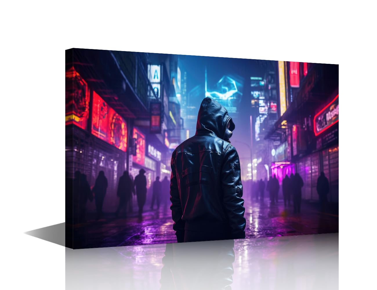 TISHIRON Cyberpunk Pictures Home Decor A Person Wearing Gas Mask Paintings Canvas Wall Art for Bedroom, Living Room, Office Decor Stretched and Framed Ready to Hang 12x18 in