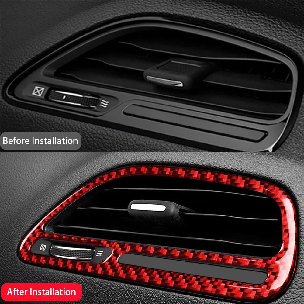 Carbon Fiber Side AC Outlet Vent Trim Sticker Decal for Dodge Challenger 2015-2021, for Dodge Challenger Accessories, Car Decorate Interior Accessories(2PCS,Red)