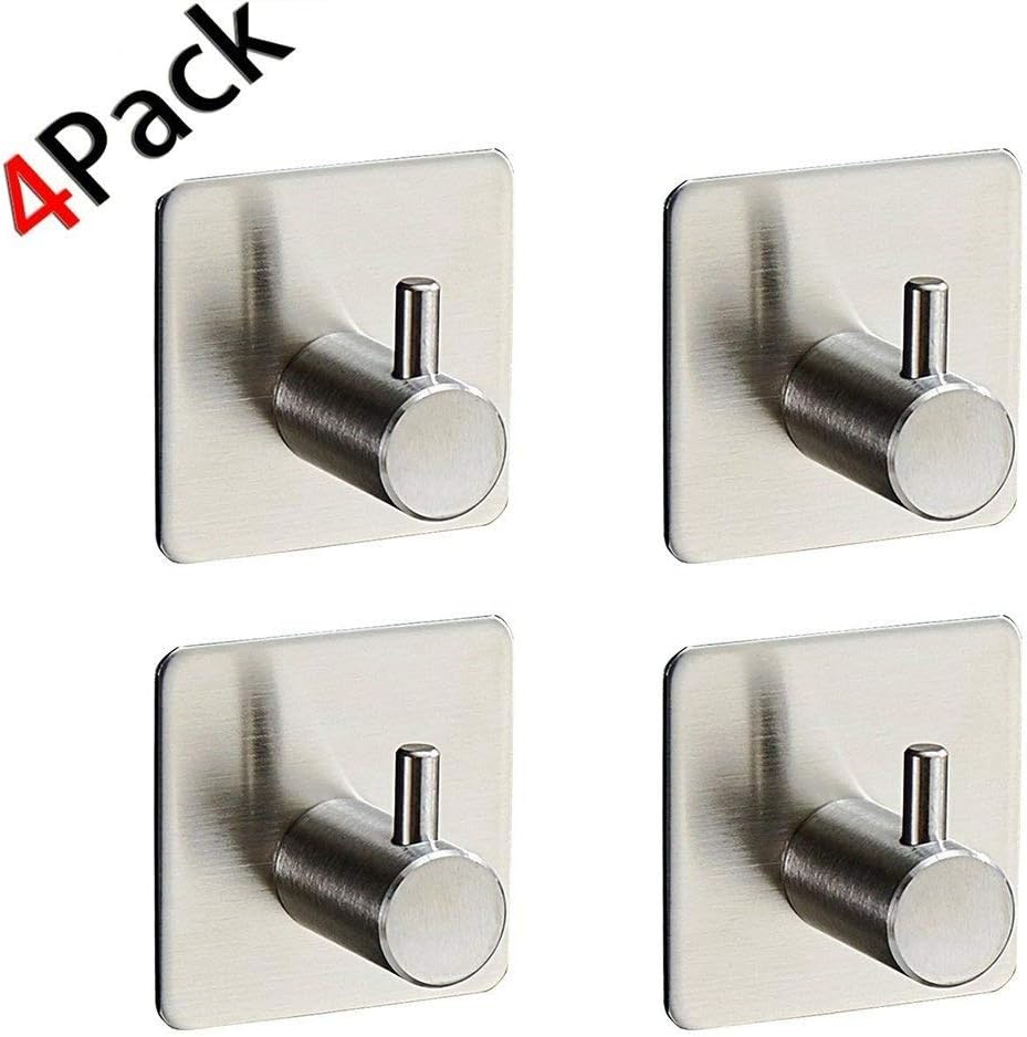 Adhesive Hook, Stainless Steel Hooks, Adhesive Wall Hooks for Clothes, Coats, Towels and Keys