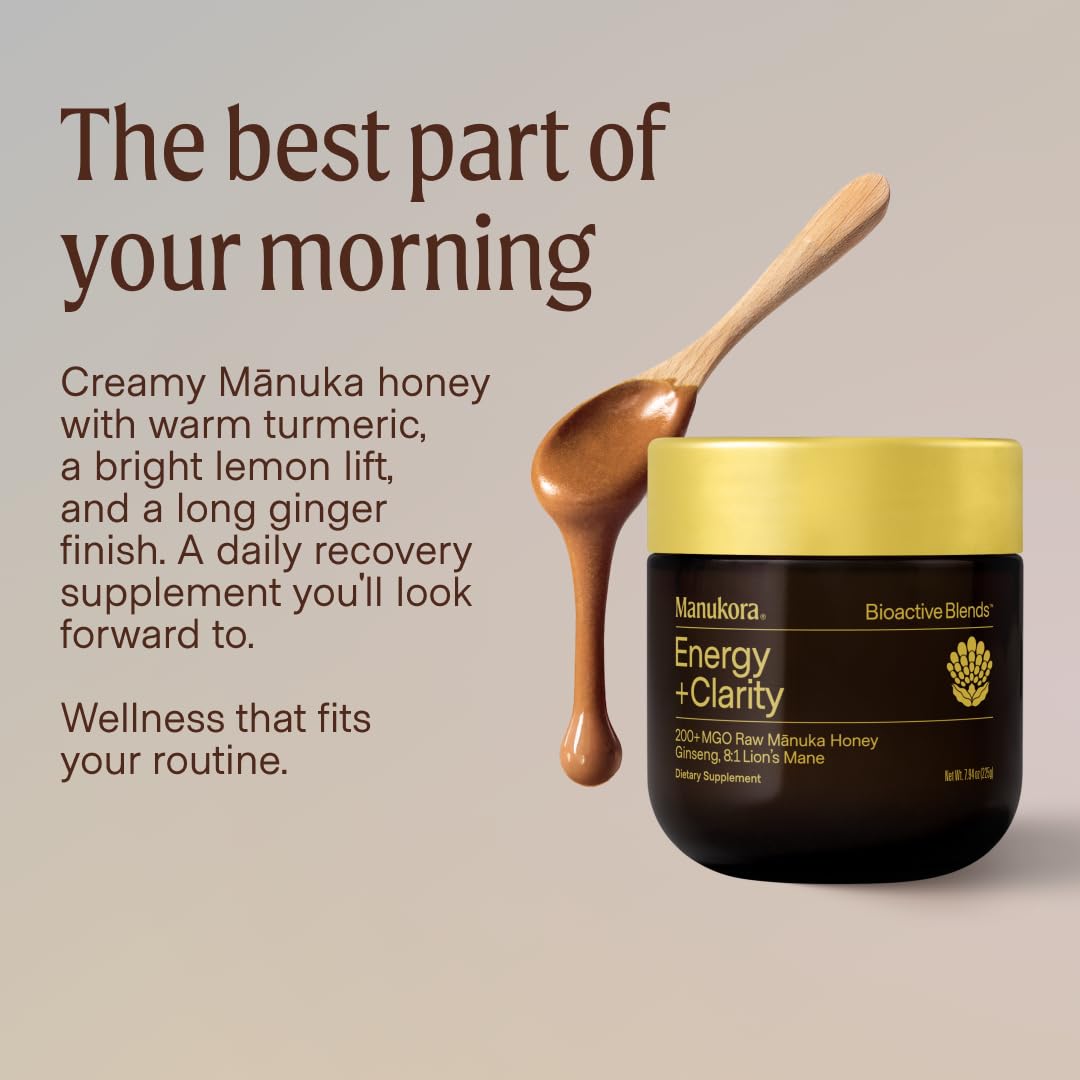 Manukora Energy + Clarity, Ginseng & Lion's Mane, Raw Manuka Honey, 225g — Amazon image 8