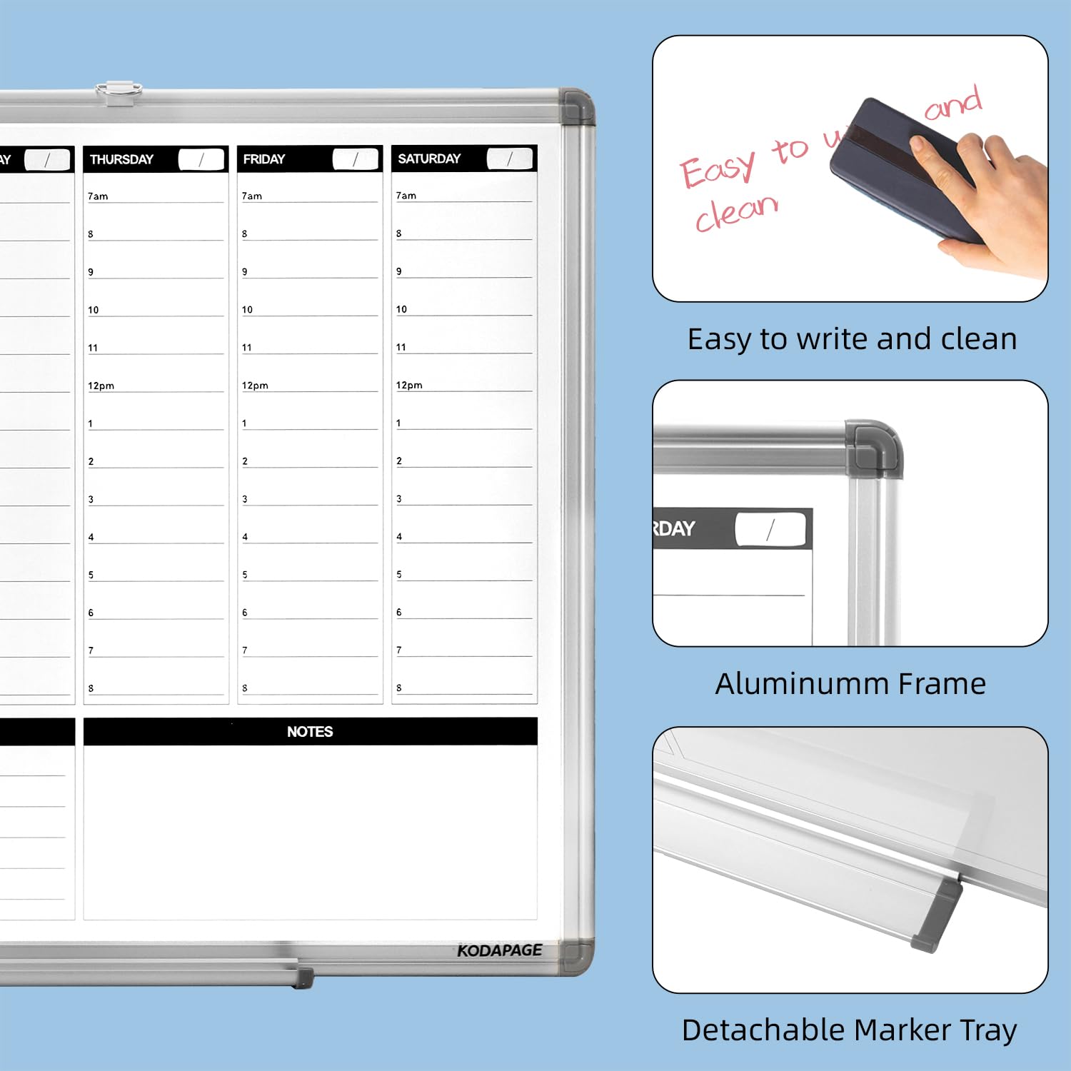 Weekly Schedule Whiteboard Magnetic Dry Erase Weekly Planner With Hourly Time Slots - 16.5x11 Inch Fridge Calendar For Family Schedule & Chores Chore Chart For Kids Multiple Kids