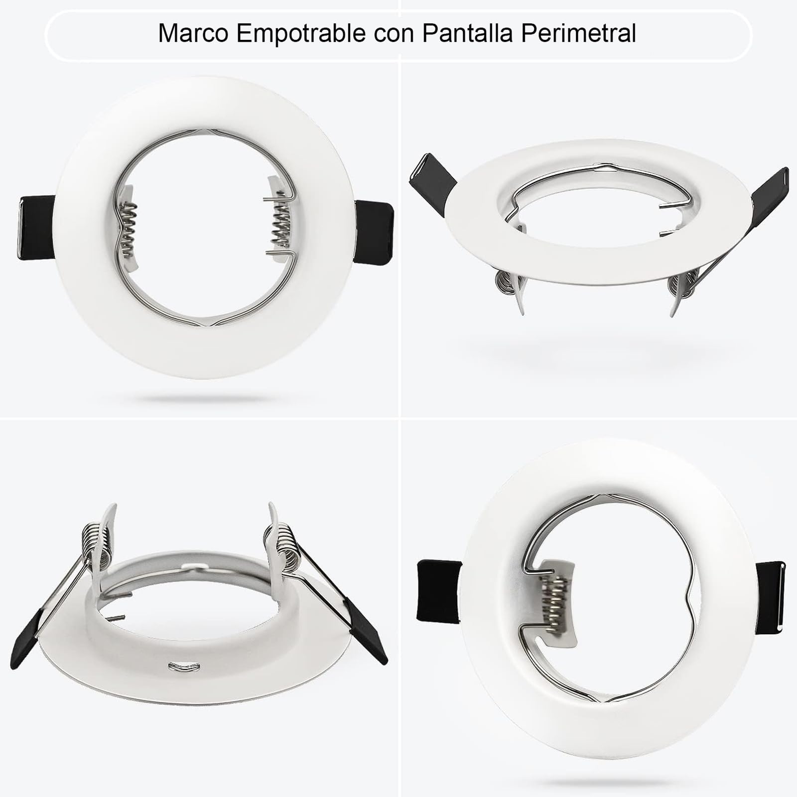 HiBay Focos empotrables GU10,20x Marco Focos gu10 Blanco,Corte 65-68mm,Para Lámparas De Led O Halógena,Marcos Downlight Empotrado Ojos de Buey con Portalamparas GU10