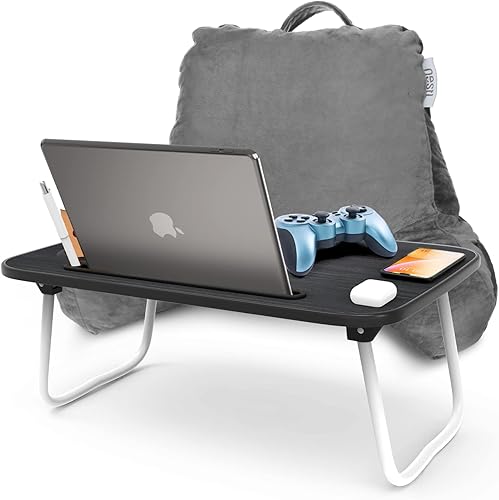 Nestl Almohada de lectura con escritorio portátil para laptop, almohada de terciopelo para sentarse en la cama, almohada de apoyo de espalda de Nestl Almohada de lectura con escritorio portátil para laptop, almohada de terciopelo para sentarse en la cama, almohada de apoyo de espalda de