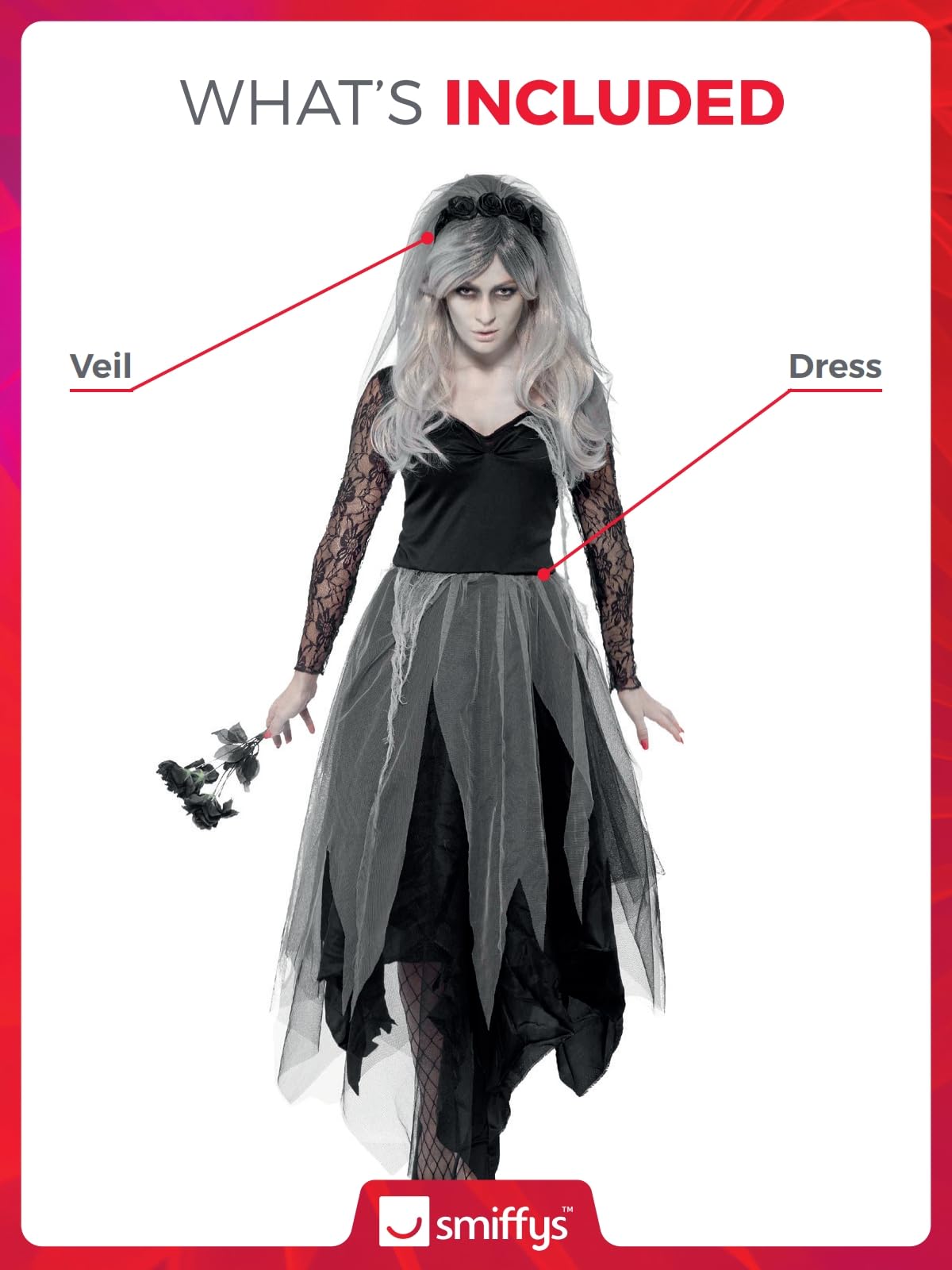 SMIFFYS Costume da Sposa funebre Donna