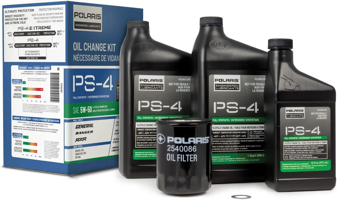 Polaris ATV Full Synthetic Oil Change Kit, 2879323, 2.5 Quarts of PS-4 Engine Oil and 1 Oil Filter