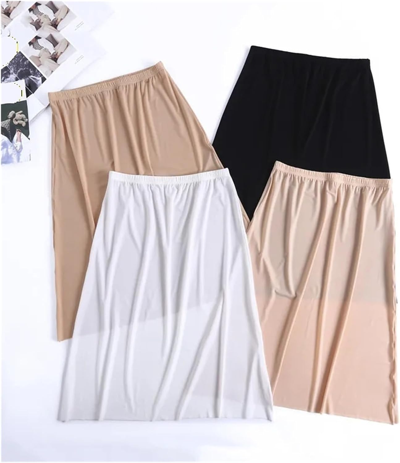 Skirt Half Body Slips Dress for Summer Thin Ice Silk High Waist Elastic Anti Penetrating Underskirt Lining