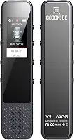Gravador de voz digital COCONISE de 64 GB com gravação HD de 3072 Kbps, ativado por voz e reprodução em loop A-B, USB-C