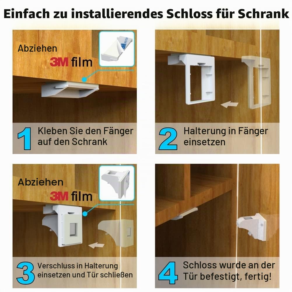 Verbesserte magnetische Schrankschlösser, Babysicherung, magnetische Sicherheitsschlösser (20locks+4keys)