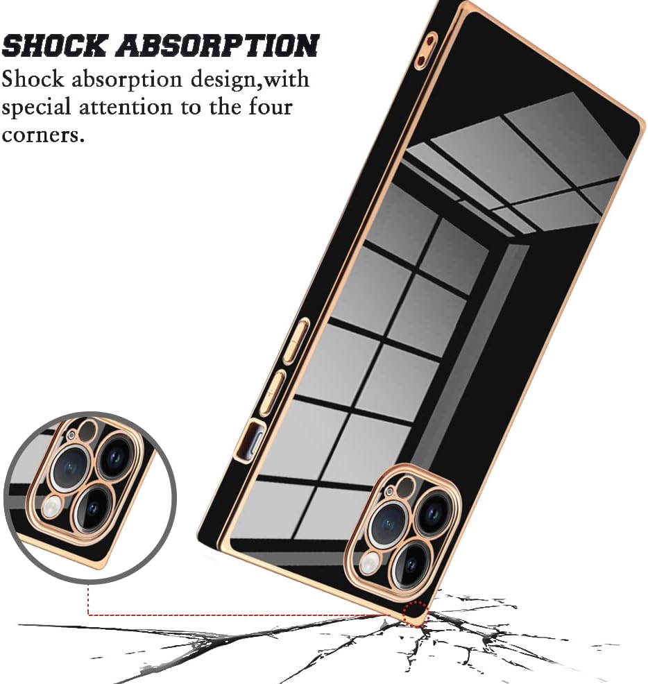 KANGHAR Case Compatible with iPhone 14 Pro Max Luxury Cute Plating Electroplated Design Case Full-Body Anti-Scratch Shockproof Bumper Protective Cover Black - Image 6