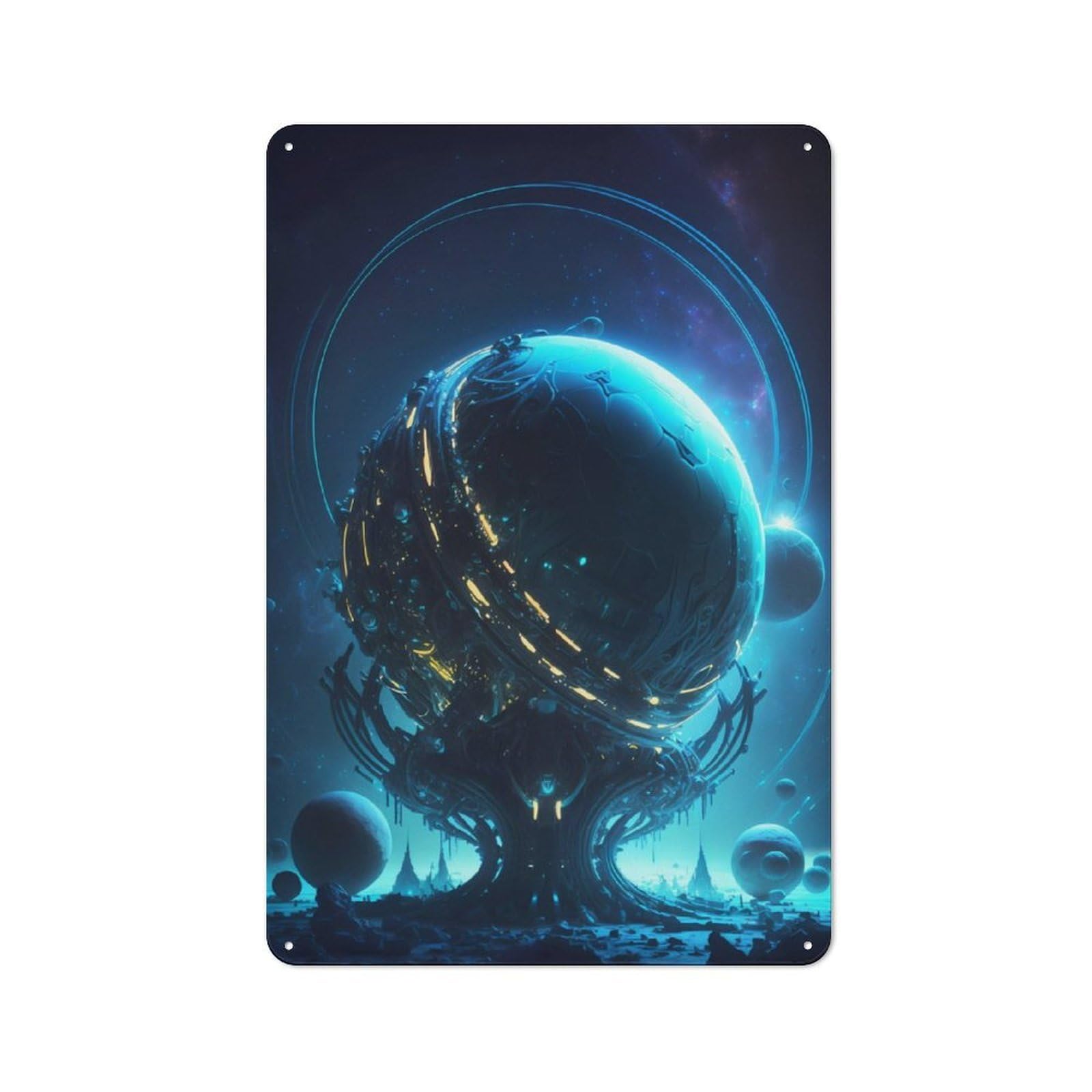 Junmoney Alien Dreamscapes Vintage-Inspired Tin Sign 30X20cm For Garage Or Workshop, For Garage, Workshop And Man Cave Decoration