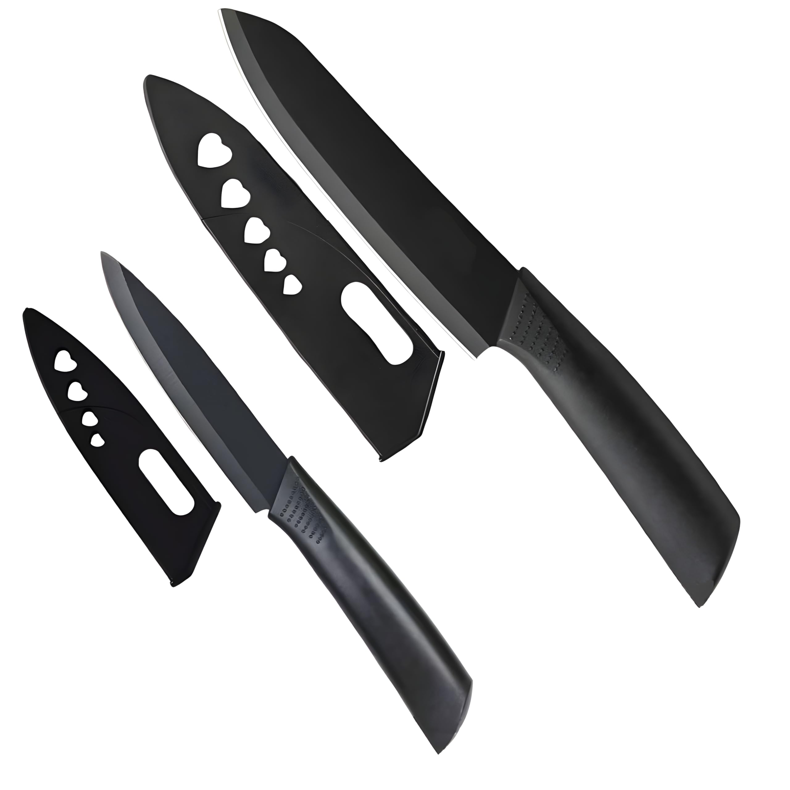 ONICORN Vegetable Knife - Premium Stainless Steel Blade with Non-Stick Coating - Ergonomic Handle - Ideal for Chopping, Slicing, Dicing, Includes Protective Sheaths (Knife O-A/O-B Black 2 PCS Set)