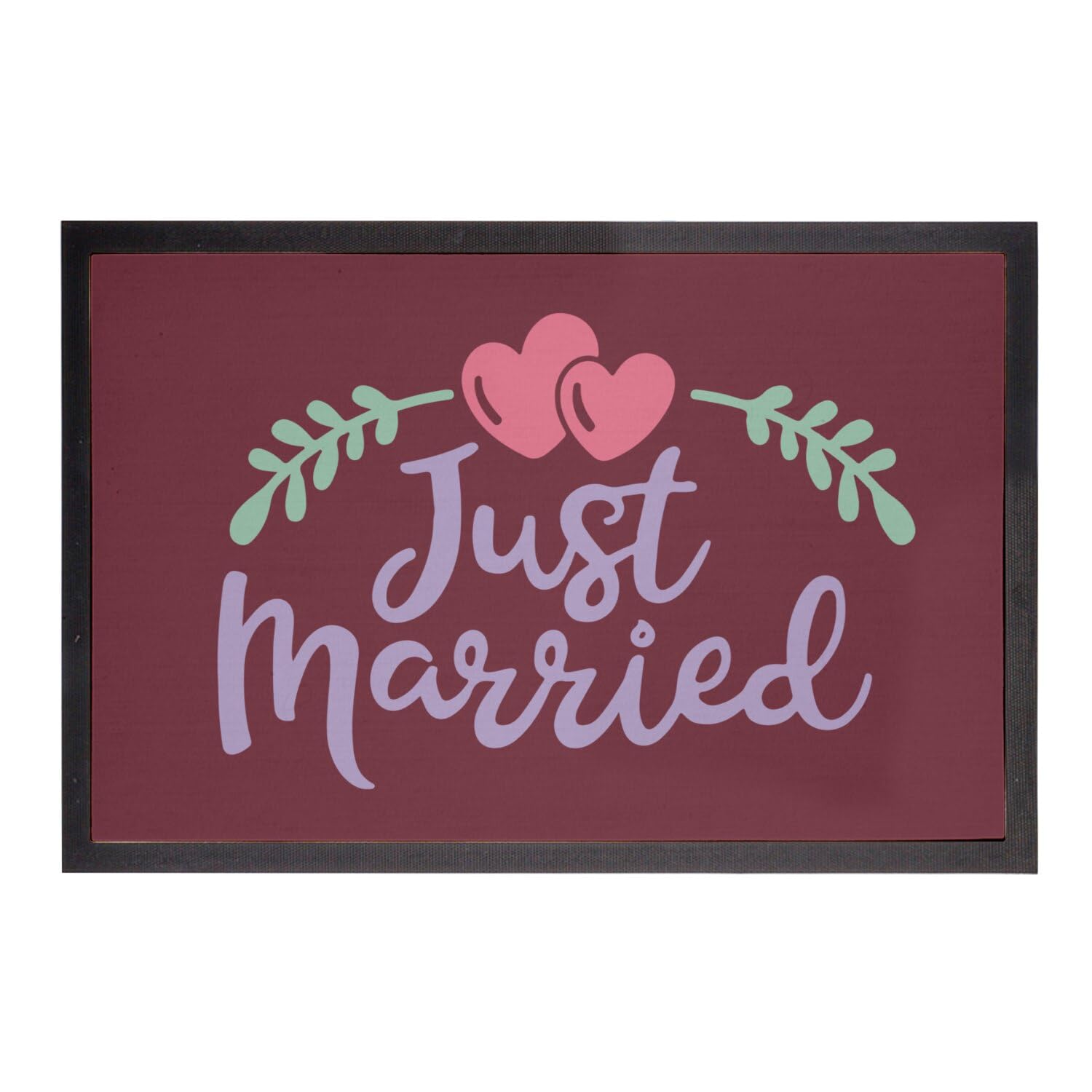 Paillasson rouge Just Married calligraphie pour accueillir vos invités de mariage 60x40cm