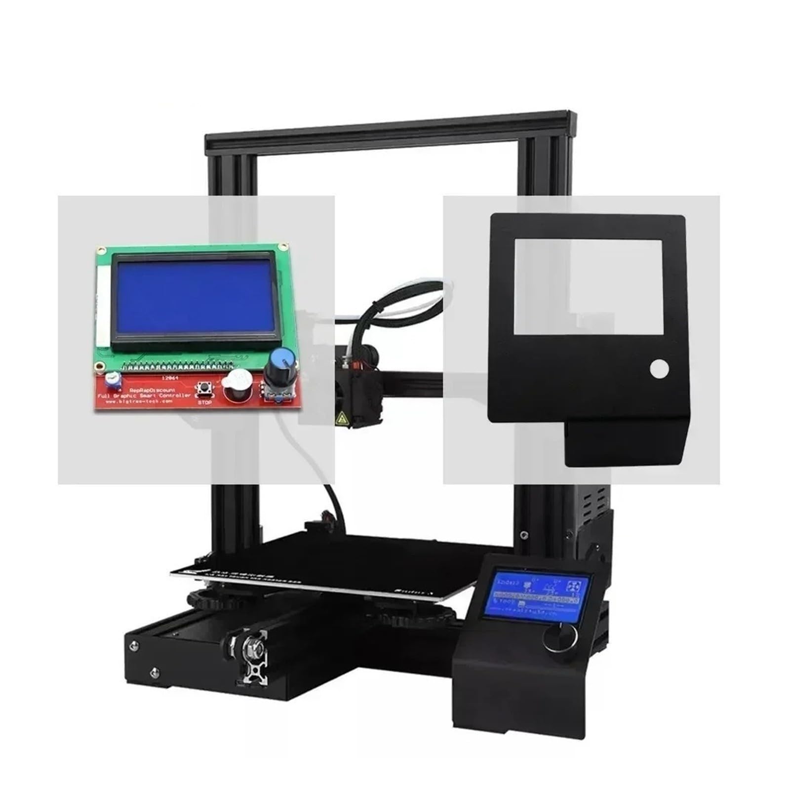 Aixinong1 Ender3 12864 LCD-Display-Gehäuse mit Metallrahmen for 3D-Drucker DIY(Cover with 12864)