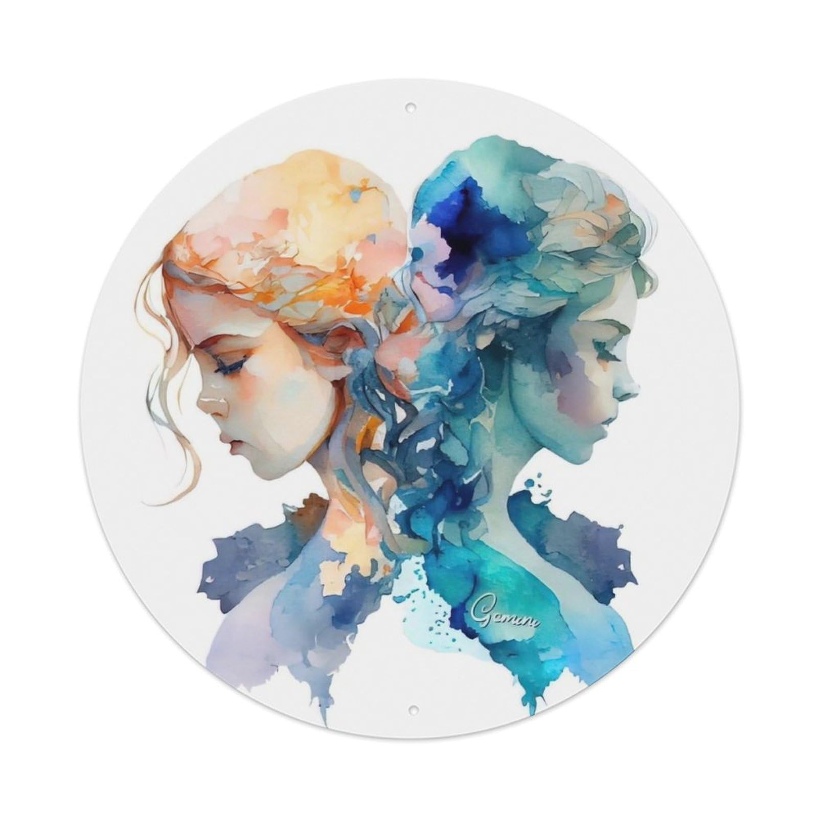 Olyhtr 8X8inch Classic Style Zodiac Gemini Celestial Symbol Retro Style Metal Tin Sign
