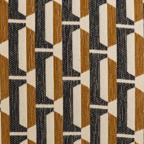 Atmosphera Interior Designer – Chiara Sessel, schwarzer ockerfarbener Chenille-Stoff, Retro-Vintage-Hevea-Holz, halbfeste Armlehnen für Wohnzimmer, Büro, Schlafzimmer