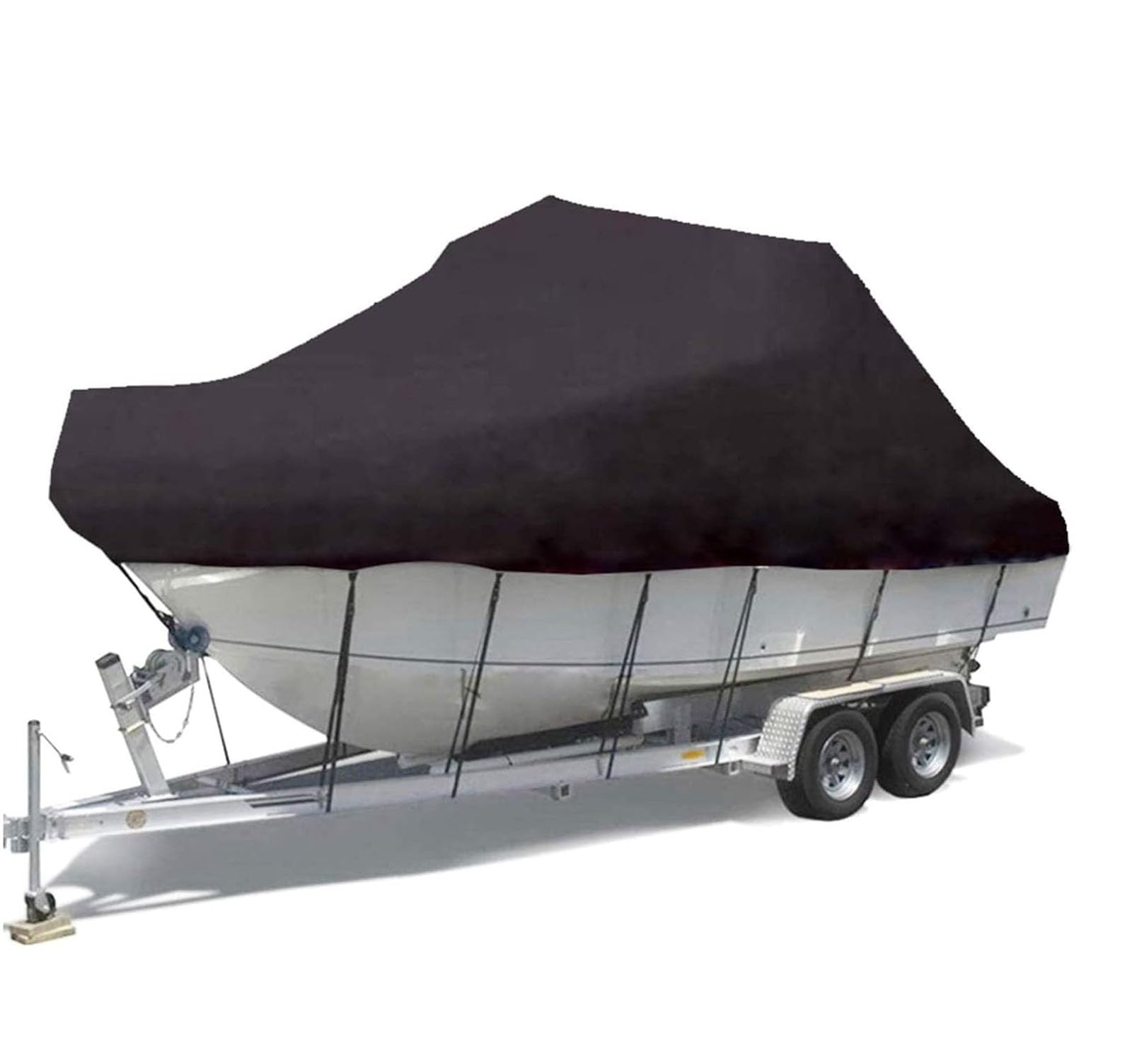 Coperture per Barche, Telo copribarca impermeabile da 11-27 piedi, per barche, tessuto Oxford 420D resistente ai raggi UV, impermeabile, antivento, per pesca, scafo a V, nero, 12x14 piedi = 450x230 c