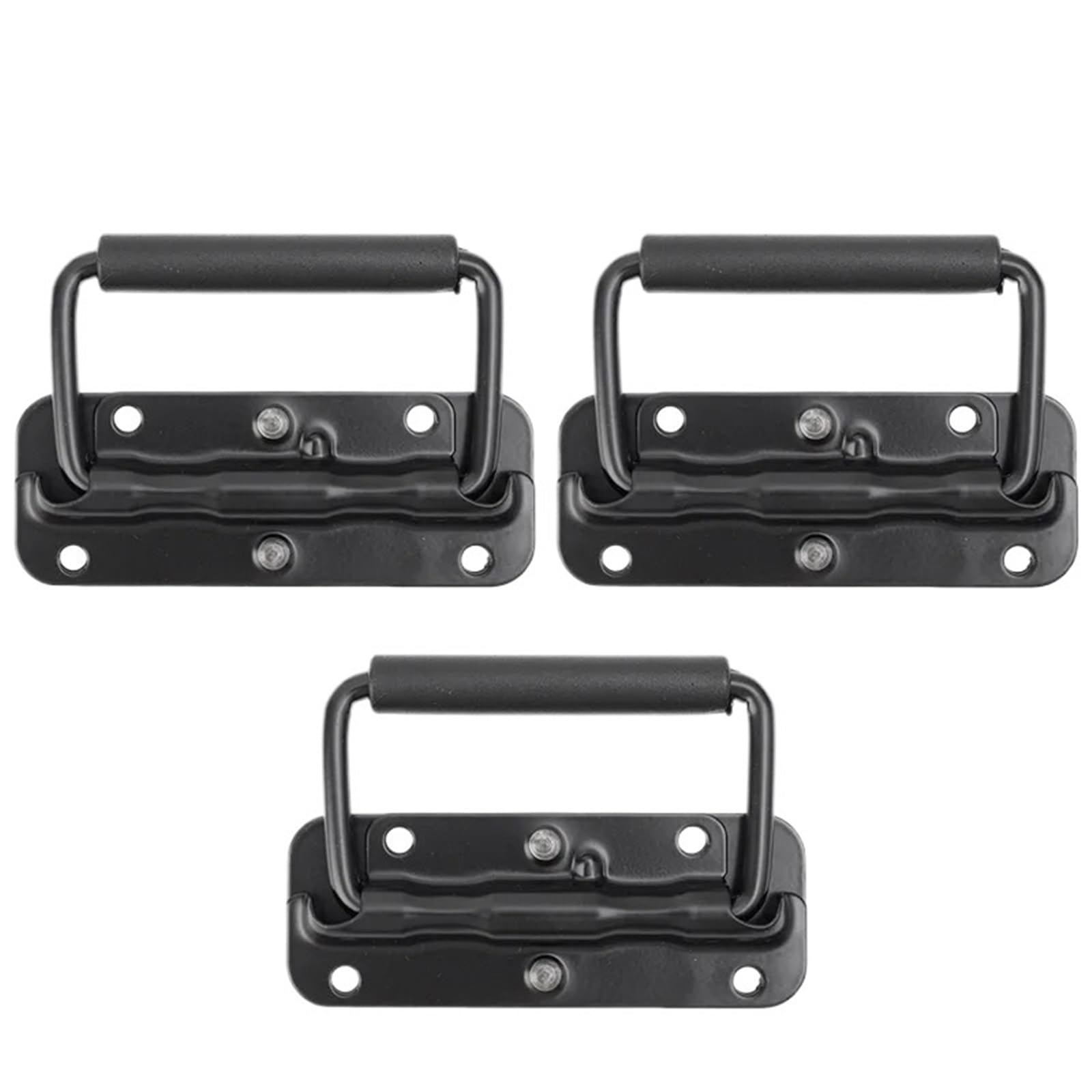 QCPLMKOJN Folding Spring Steel Handles, Folding Spring Loaded Surface Mount Chest Handles 4/8/12pcs Rubber Grip(12pcs)