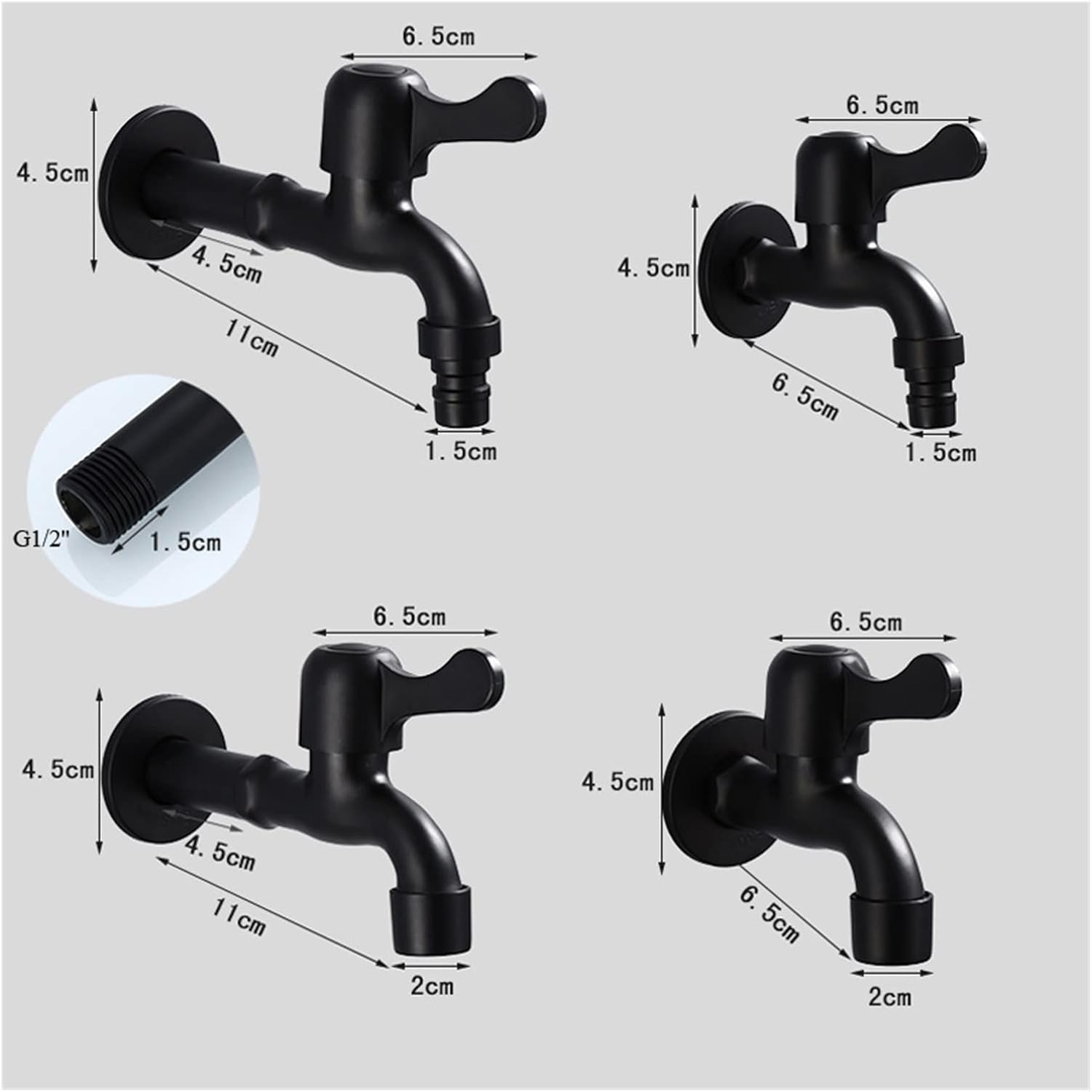 Antique Black Washing Machine Tap Mop Pool Stainless Steel Wall Mounted Bibcock Single Cold Water Faucet for Outdoor Garden(2)