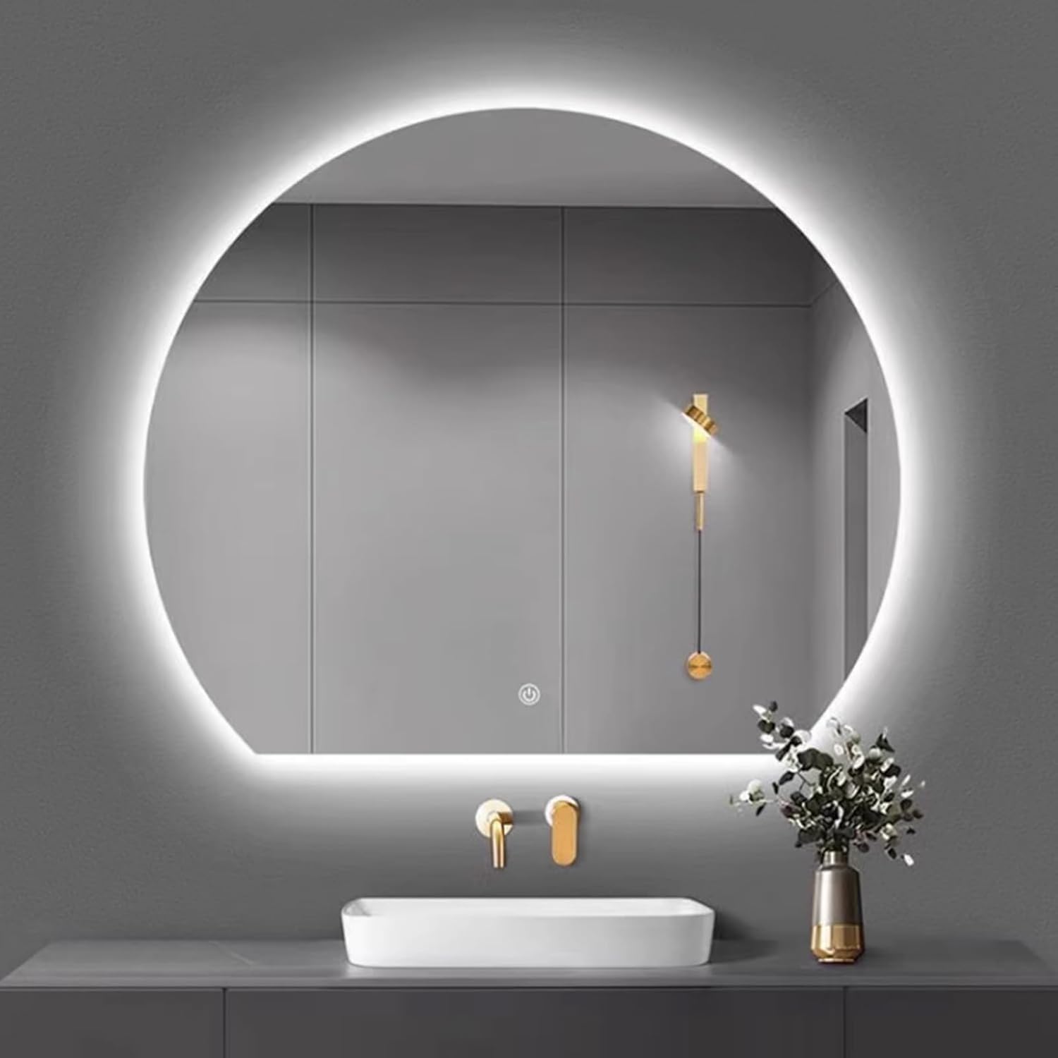 Miroir de courtoisie demister touch à intensité variable et 3 couleurs led