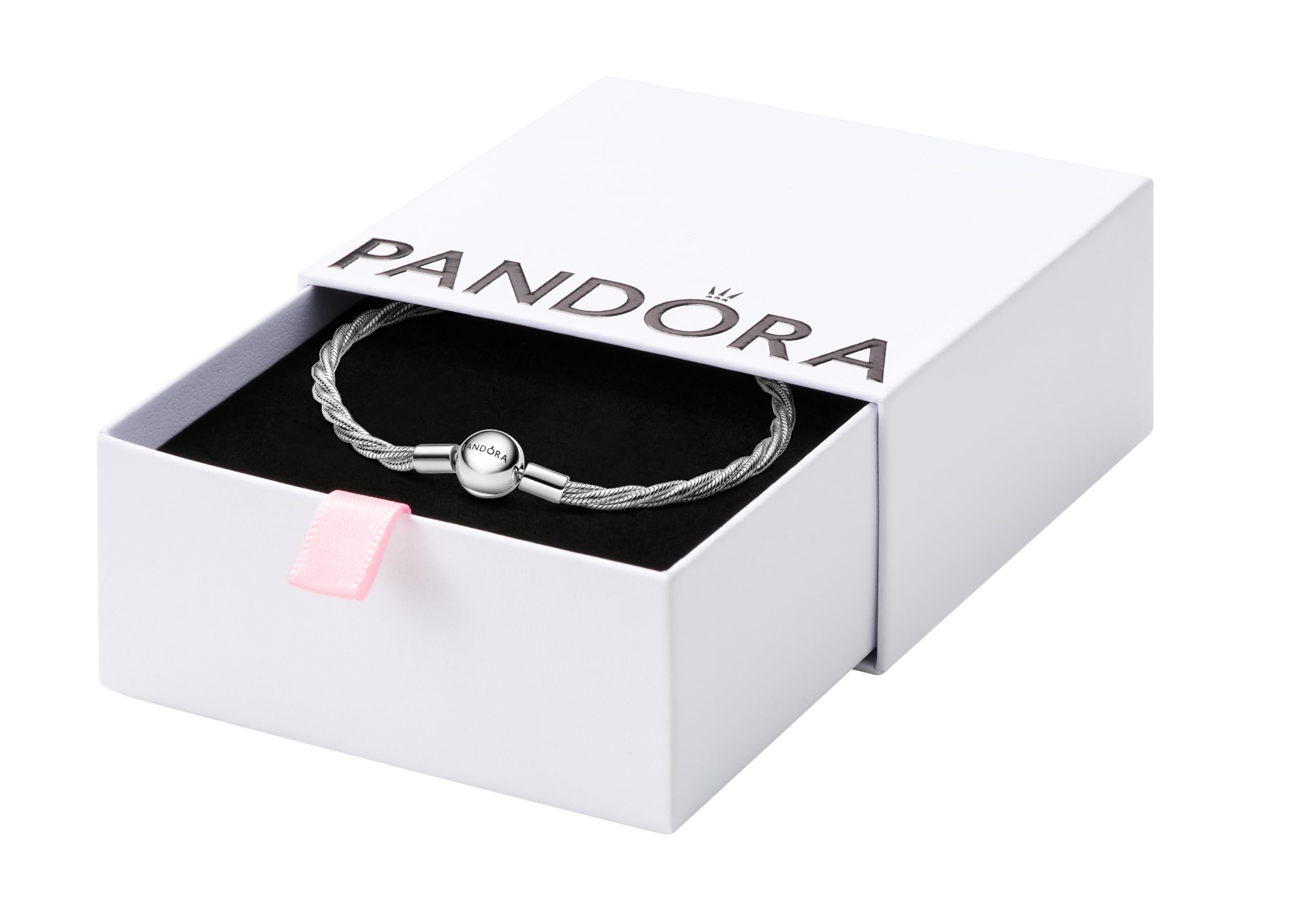 Pandora Pulsera de plata para mujer, cadena serpiente trenzada, 593757C00, 21cm, Plata de ley, No es una piedra preciosa