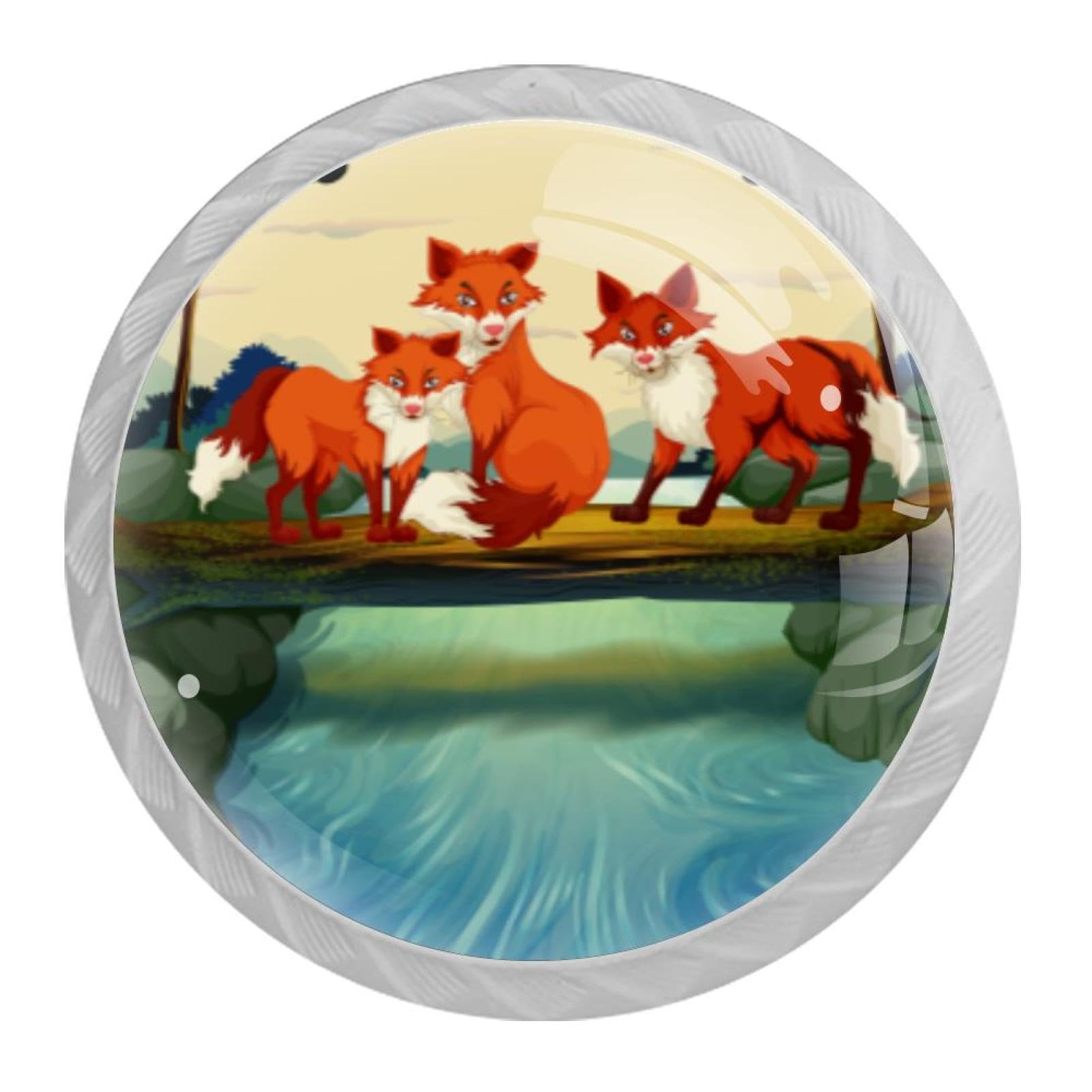 Tqmspg Multi02 4 Pieces Drawer Pulls Animal Fox Door Knobs Dresser Handles For Kitchen Wardrobe Cupboard Hardware Furniture