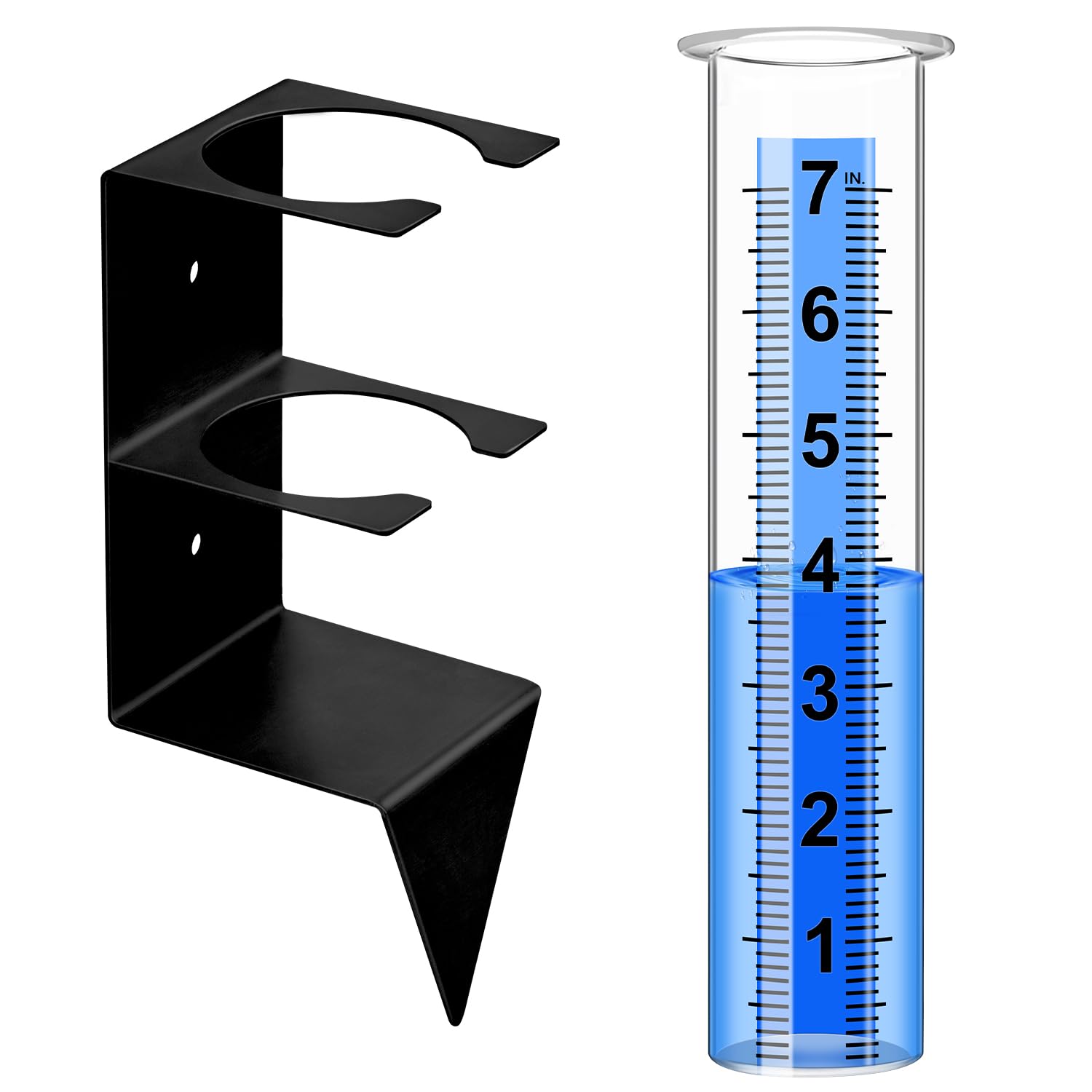 Medidor de lluvia para exteriores, capacidad de 7 pulgadas, mejor calificado con soporte de acero inoxidable, medidor de lluvia de plástico a prueba de congelación, medidor de lluvia grande para
