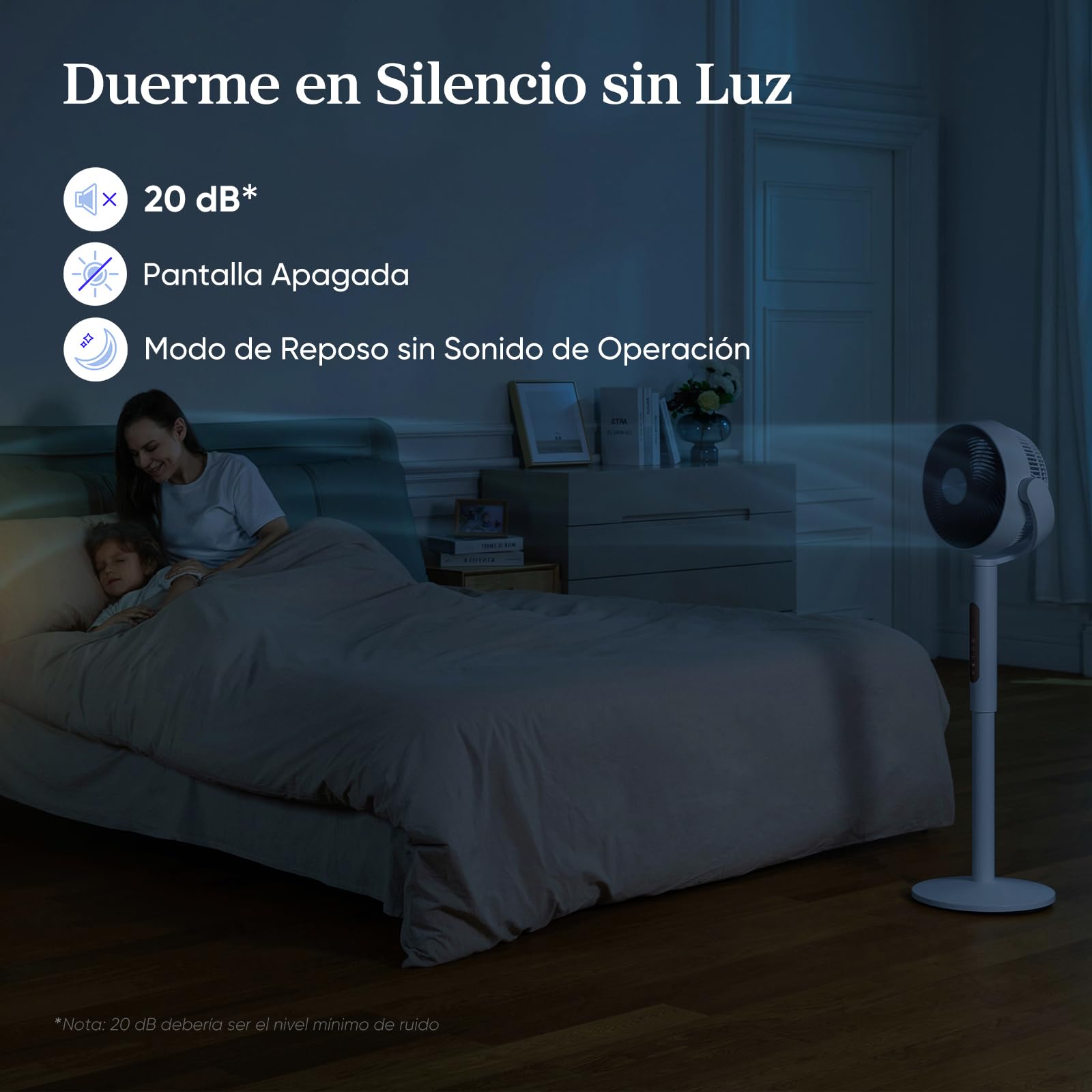 LEVOIT 20dB Ventilador de Pie Silencioso con Mando, Motor DC, 30W Circulador Ventilador Bajo Consumo, 4 Modo y 12 Velocidades a 2465m³/h, 30M de Viento, Temporizador 12h, Oscilación de 90°+120°