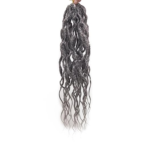 Miniatura 352 de 8 paquetes de rastas de cabello sintético de ganchillo de 18 pulgadas, rastas sintéticas bohemias con extremos rizados, cabello de ganchillo suave