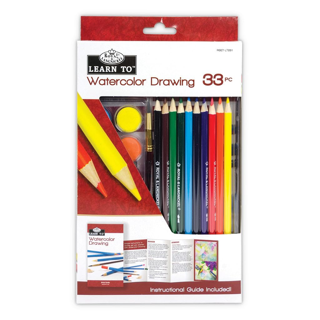 Royal & Langnickel Essentials 33pc Small Learn to Watercolor Drawing Art Set