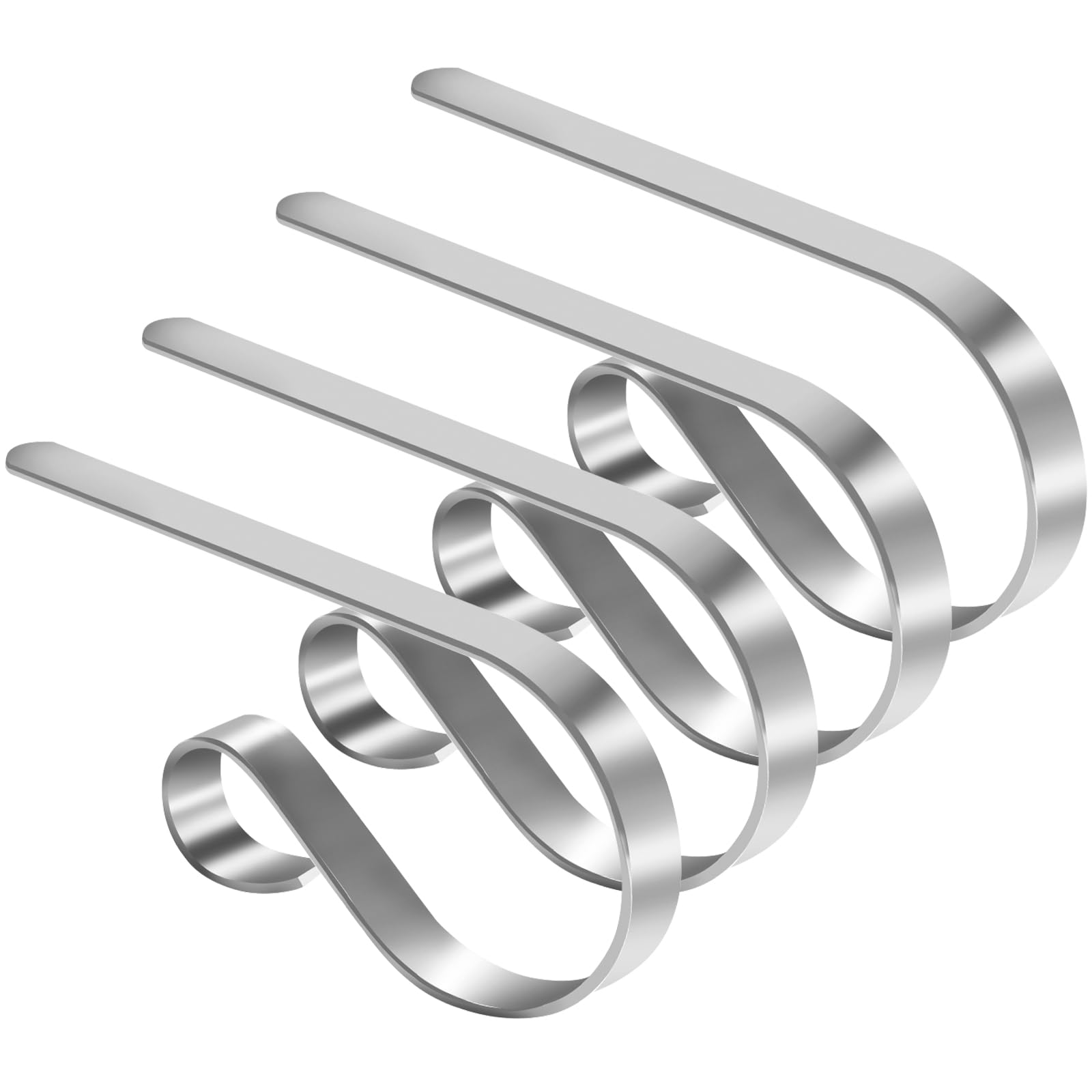 TAROSE Stocking Holders for Mantle, Christmas Stocking Holder Set of 4, Mantle Clip Fireplace Hooks Hanger for Christmas Party Decoration Supplies (Silver)